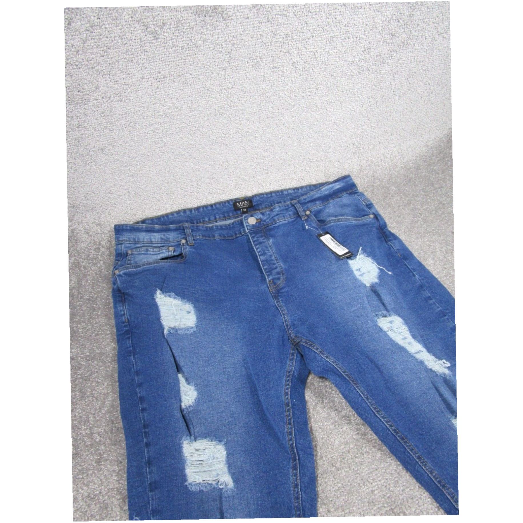 Vintage Boohoo Man Mens Skinny Jeans XL Extra Large Plus Size Rip Medium Wash Denim Size US 44 / EU 60 - 2 Thumbnail