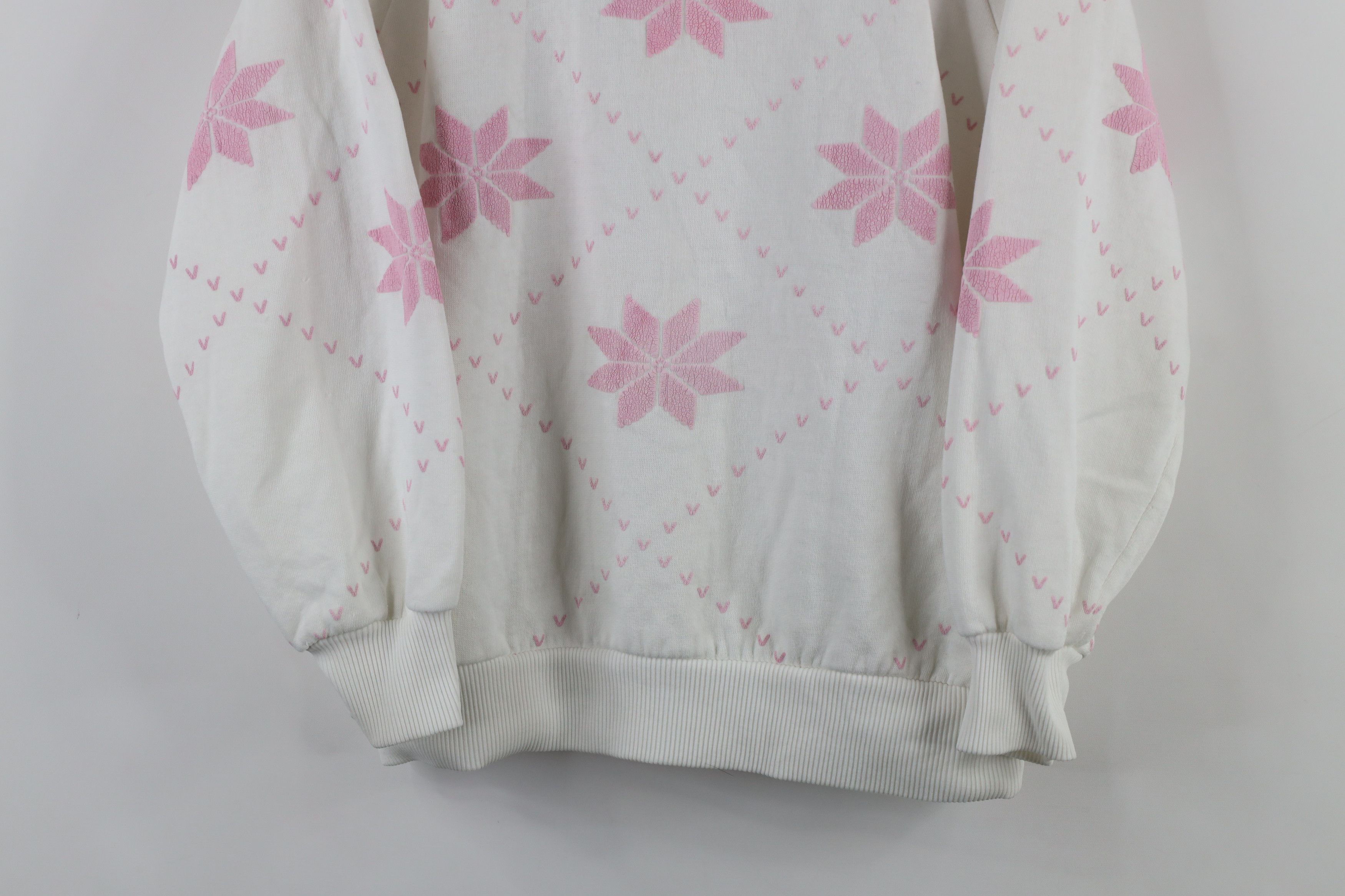 Vintage Vintage 90s Streetwear Snowflake Puffy Sweatshirt White Size M / US 6-8 / IT 42-44 - 3 Thumbnail