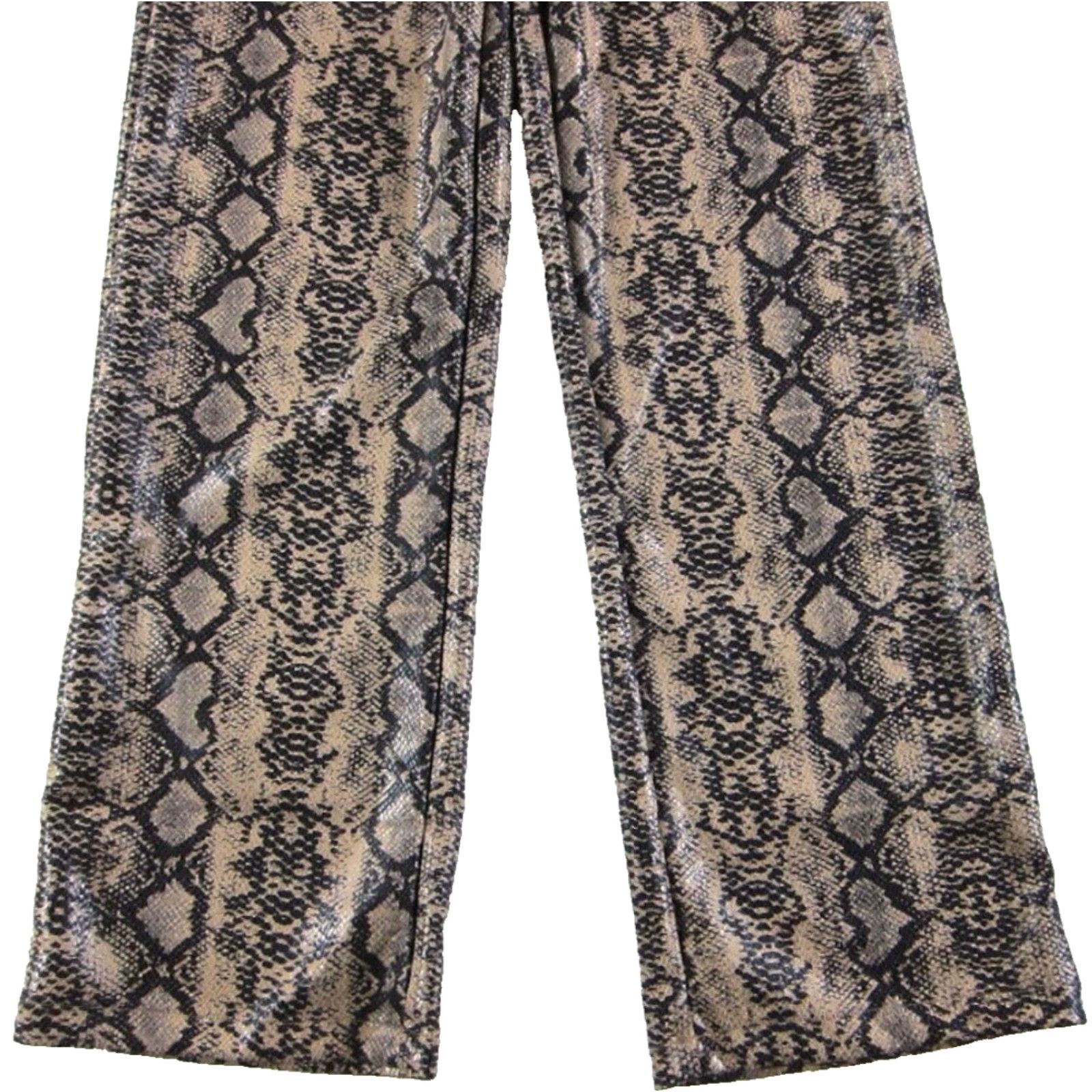 PrettyLittleThing NWT Pretty Little Things Brown Buckle Snake Print Faux Leather Wide Leg Trouser Pant US 6 Brown Snake Print Faux Leather Wide-Leg Trouser Pant 6 Women Size 28" / US 6 / IT 42 - 3 Thumbnail