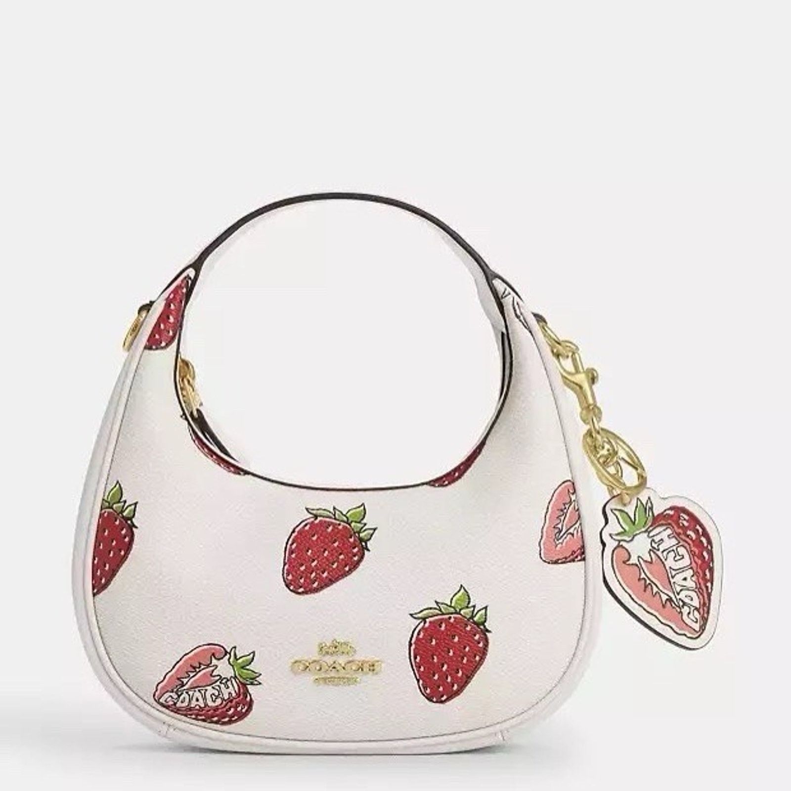 Coach NWT Coach Strawberry Bag Charm Keychain Fob CAO53 Gold/Chalk Size ONE SIZE - 6 Thumbnail