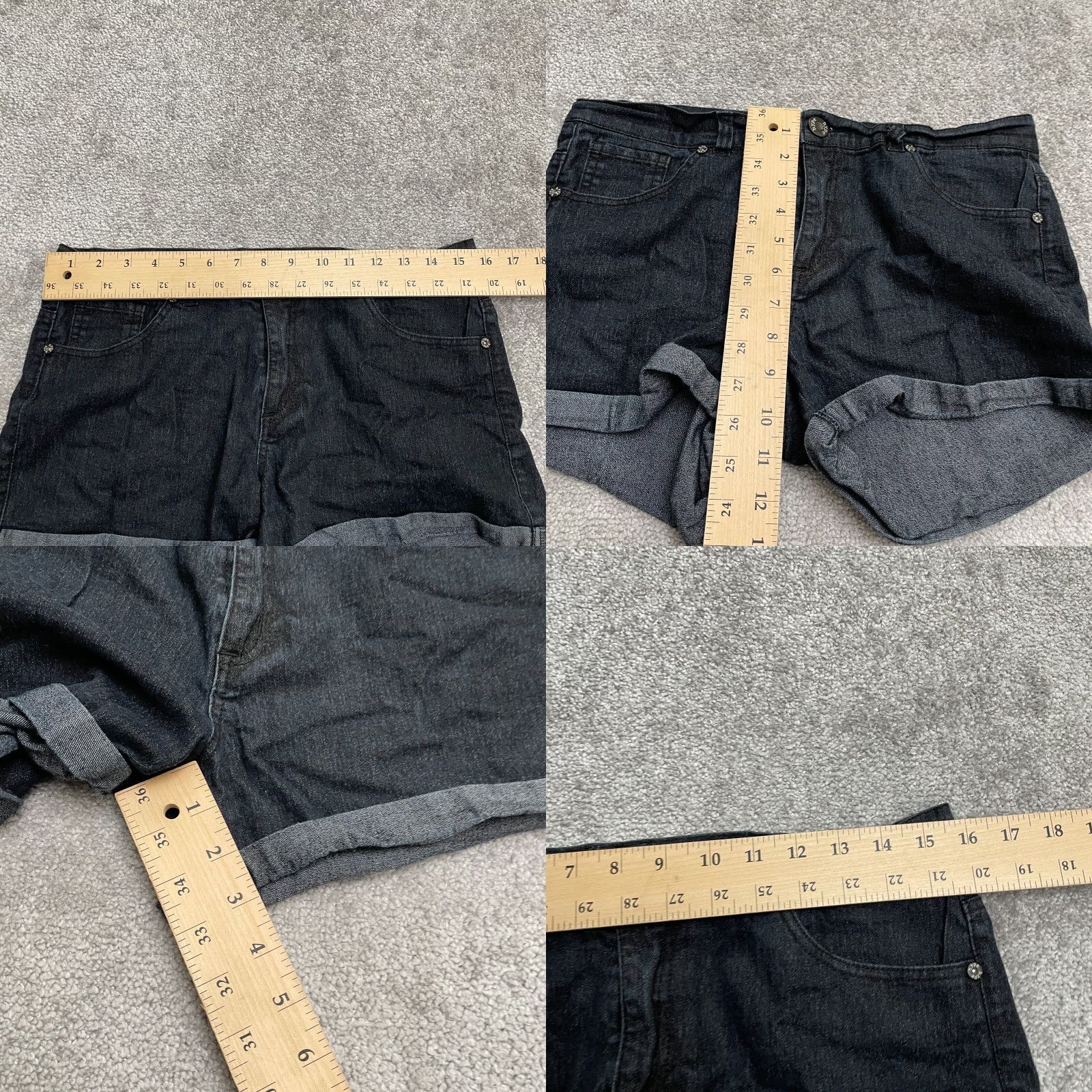 Vintage Hype Boyfriend Jeans Shorts Womens Black Dark Wash High Rise 32x3 Denim 11 Casual 5-Pocket Design Logo Button Zipper Modern Womens Size 32" / US 10 / IT 46 - 8 Thumbnail