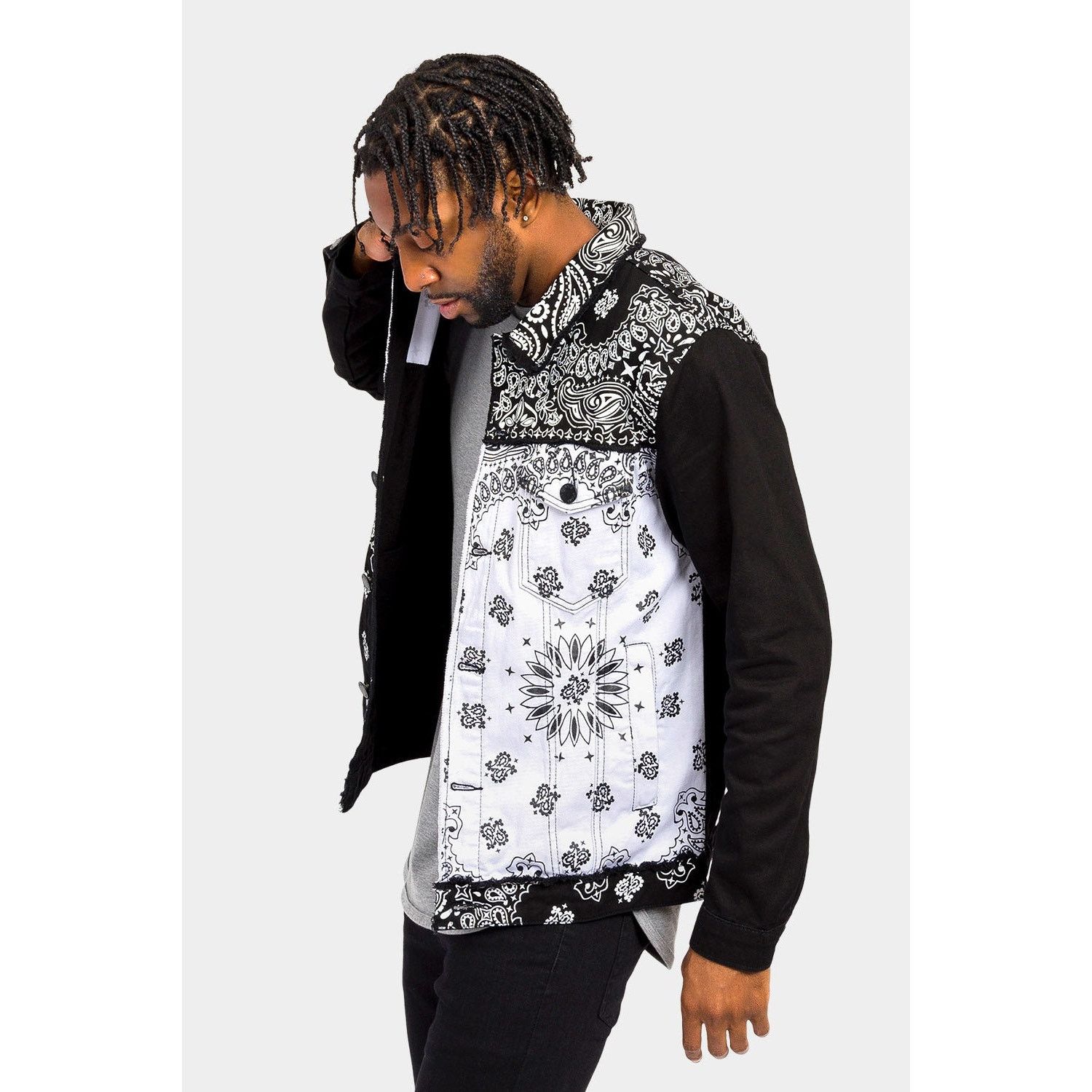 Designer Victorious Distressed Bandana Paisley Denim Jacket L Size US L / EU 52-54 / 3 - 6 Thumbnail