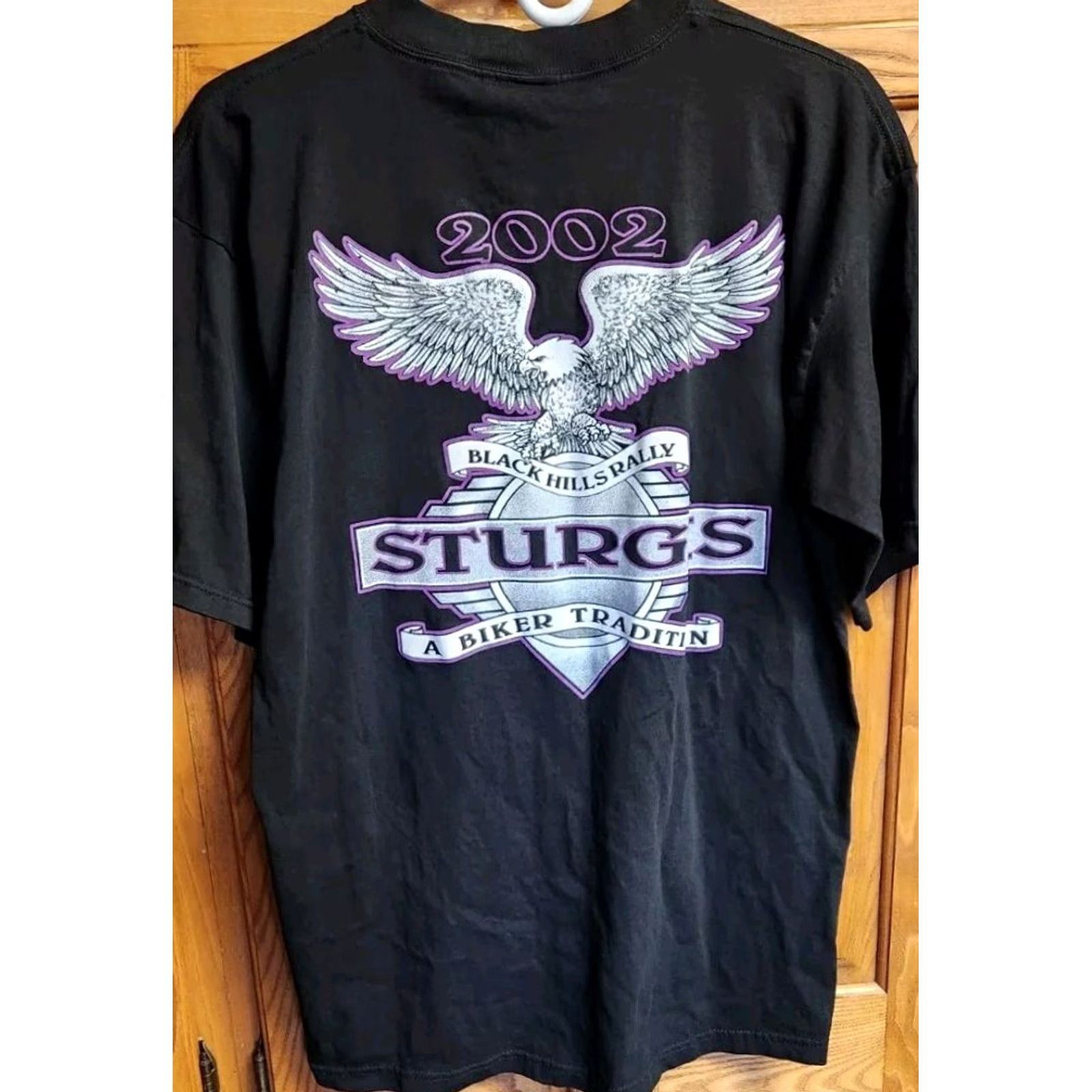 Vintage VINTAGE All Sport 2002 Sturgis SD T Shirt Mens L 62nd Annual Black Hills Rally Eagle Graphic Tee Black Shirt Mens L Size US L / EU 52-54 / 3 - 7 Thumbnail