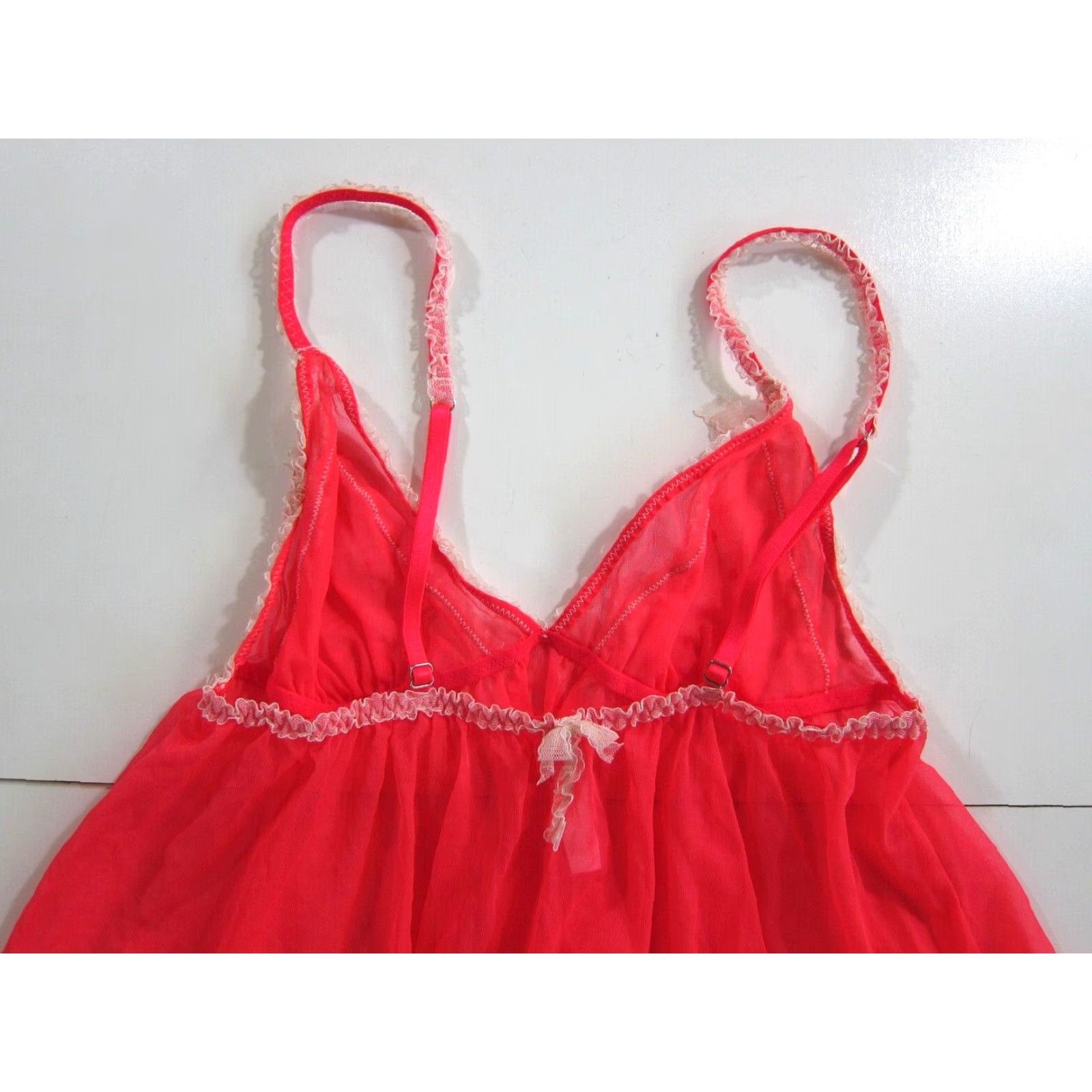 Victoria's Secret Victoria's Secret Neon Pink Sheer Lace Spaghetti Strap Lingerie Camisole Medium Size ONE SIZE - 4 Thumbnail