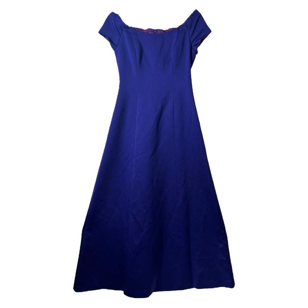 Designer Alex Evenings l Vintage 90s Satin Off The Shoulder Gown 8 Size M / US 6-8 / IT 42-44 - 1 Thumbnail