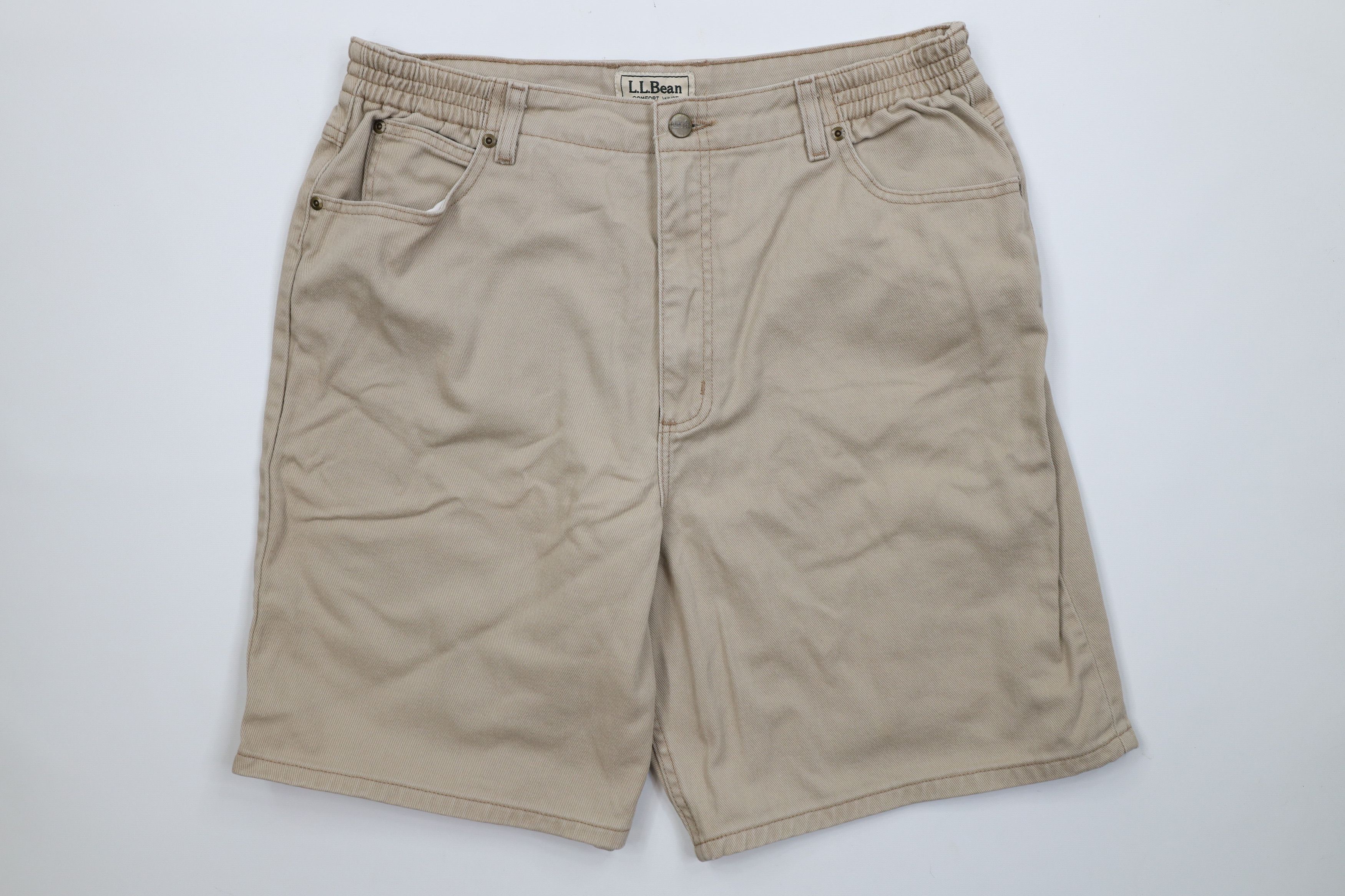 L.L. Bean Vintage 90s LL Bean Knee Denim Jean Shorts Beige Cotton Size US 34 / EU 50 - 1 Thumbnail
