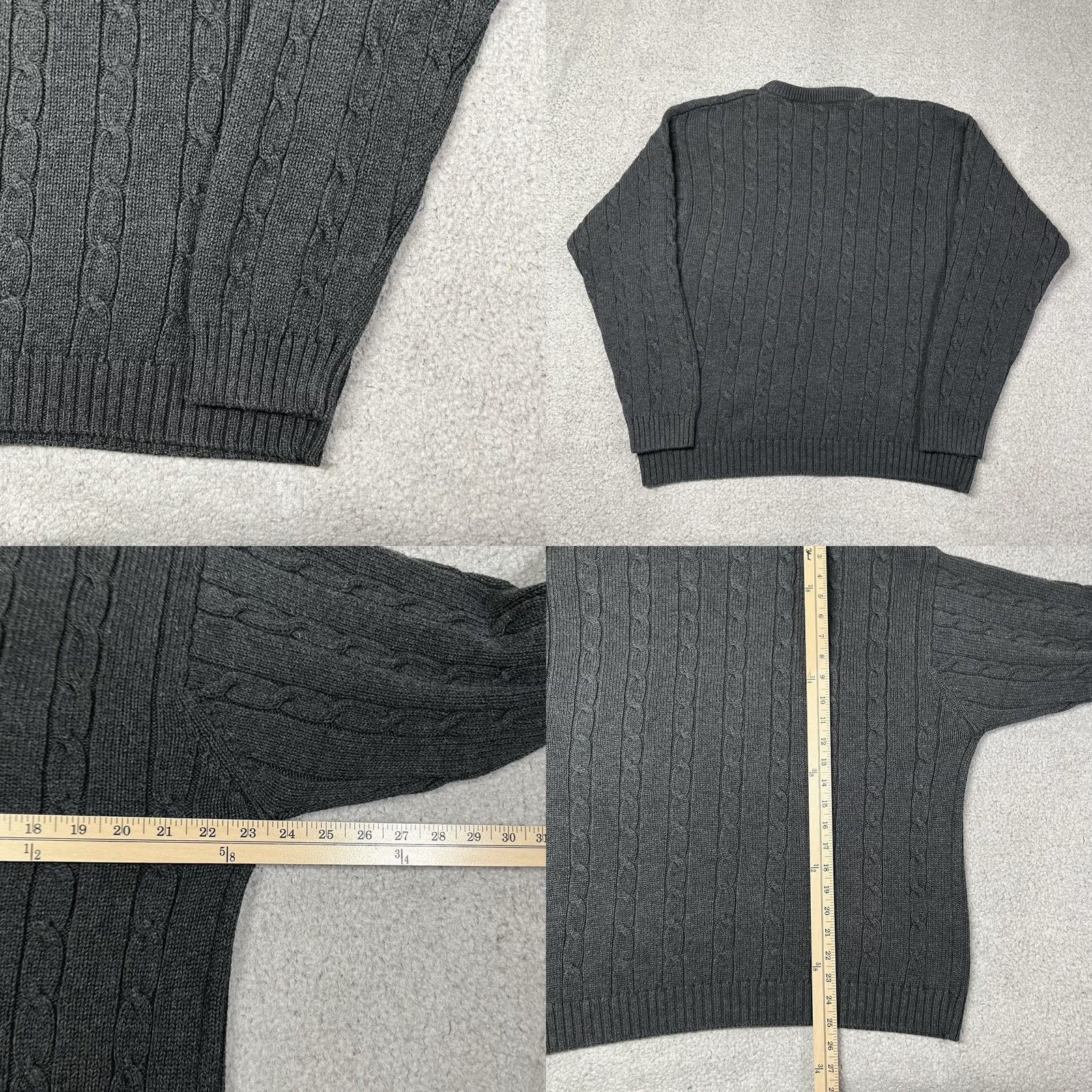Vintage Trader Bay Sweater Men L Gray Cable-Knit Crewneck Pullover 90s Vintage Size US L / EU 52-54 / 3 - 8 Thumbnail