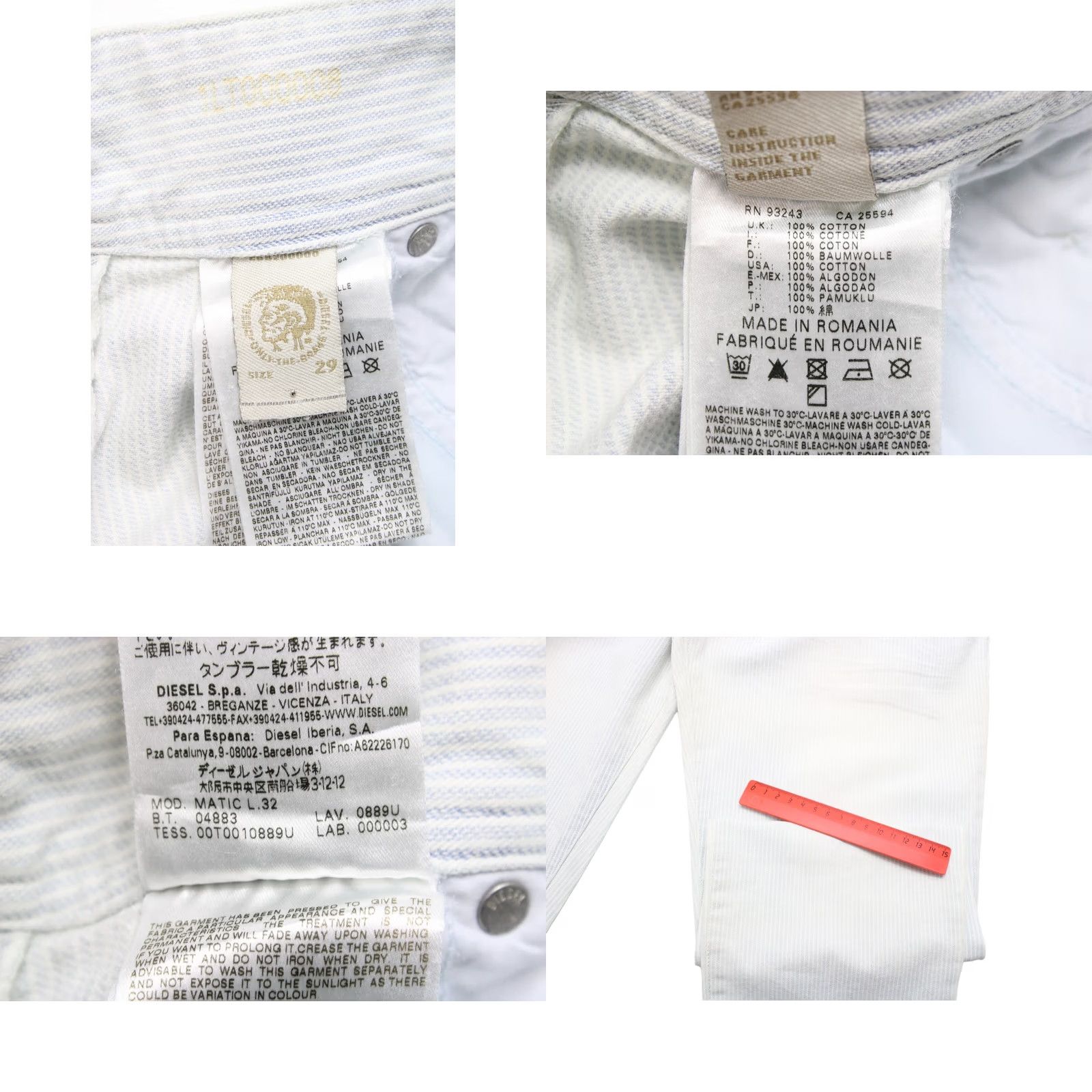 Diesel DIESEL Matic Slim-Skinny Jeans Women's W29/L32 Pinstripe Zip Fly Faded Size 29" - 8 Thumbnail