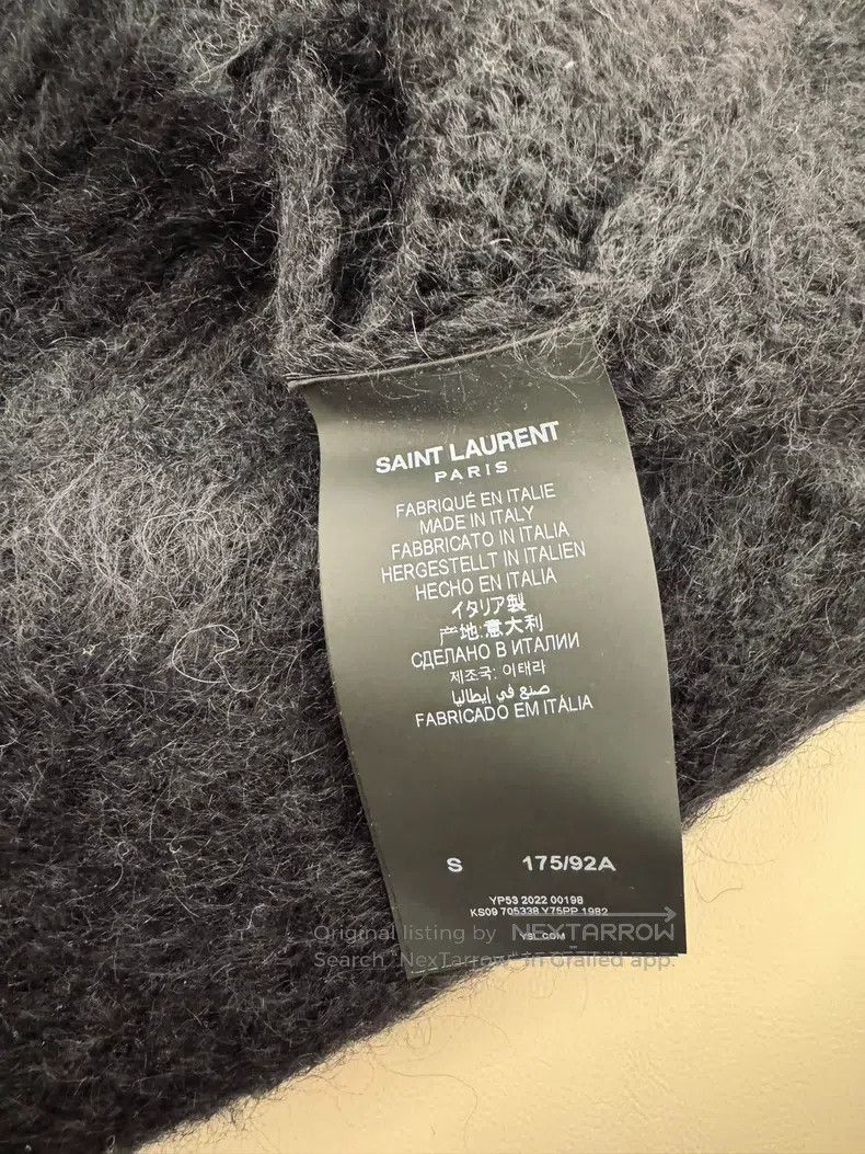 Saint Laurent Paris Black and White Mohair Knit Sweater
