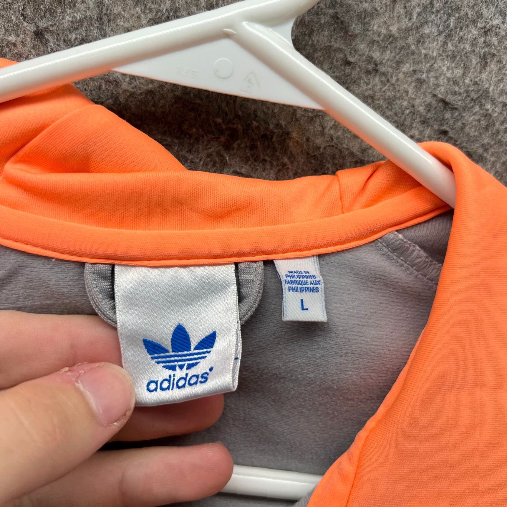 Adidas VINTAGE adidas Jacket Womens Large Gray Orange Full Zip Hooded Track 3 Stripes Womens L Gray Orange Full Zip Hoodie Track Jacket Size L / US 10 / IT 46 - 7 Thumbnail