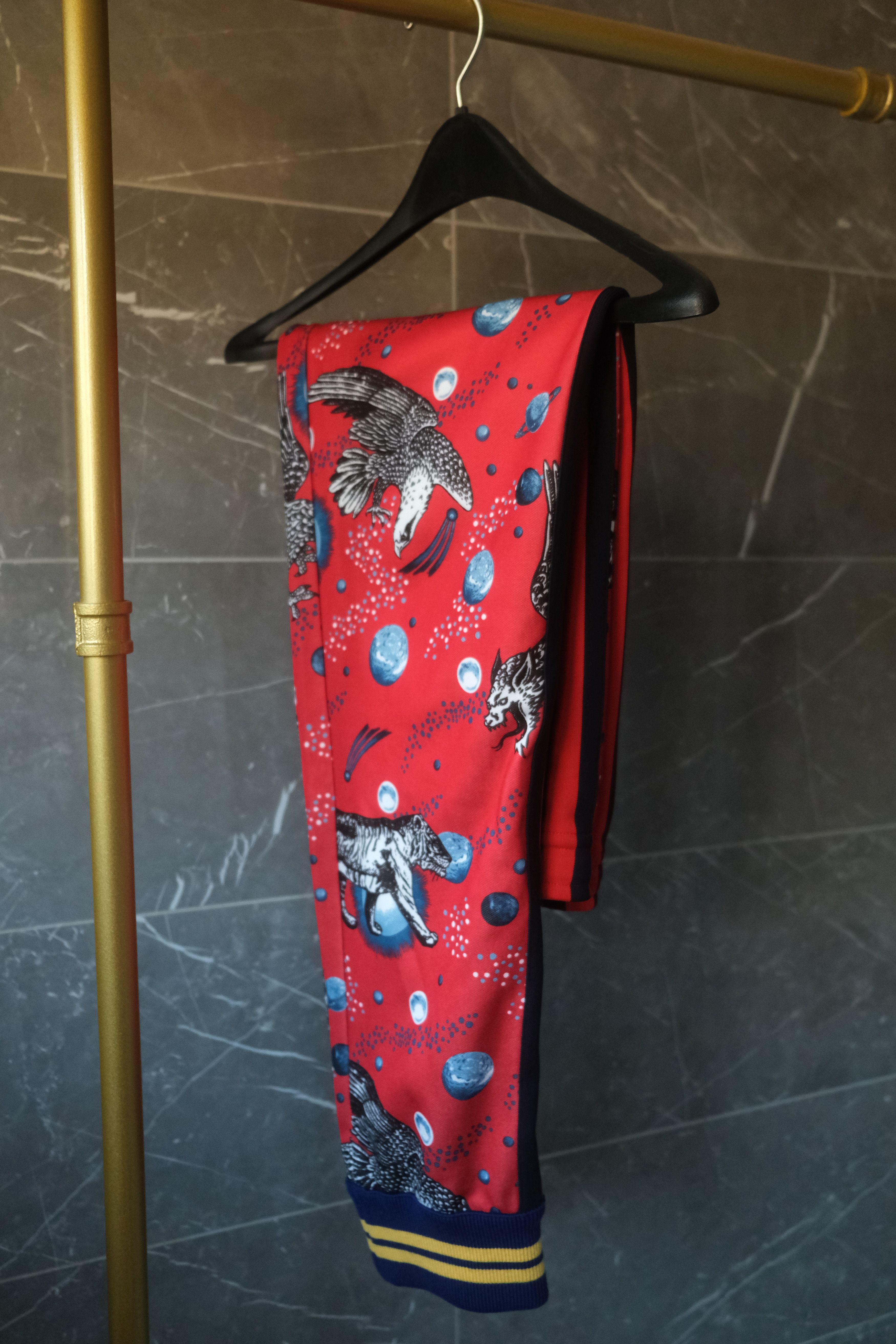 image of Gucci Animals In Space Red Track Pants, Men's (Size 34)