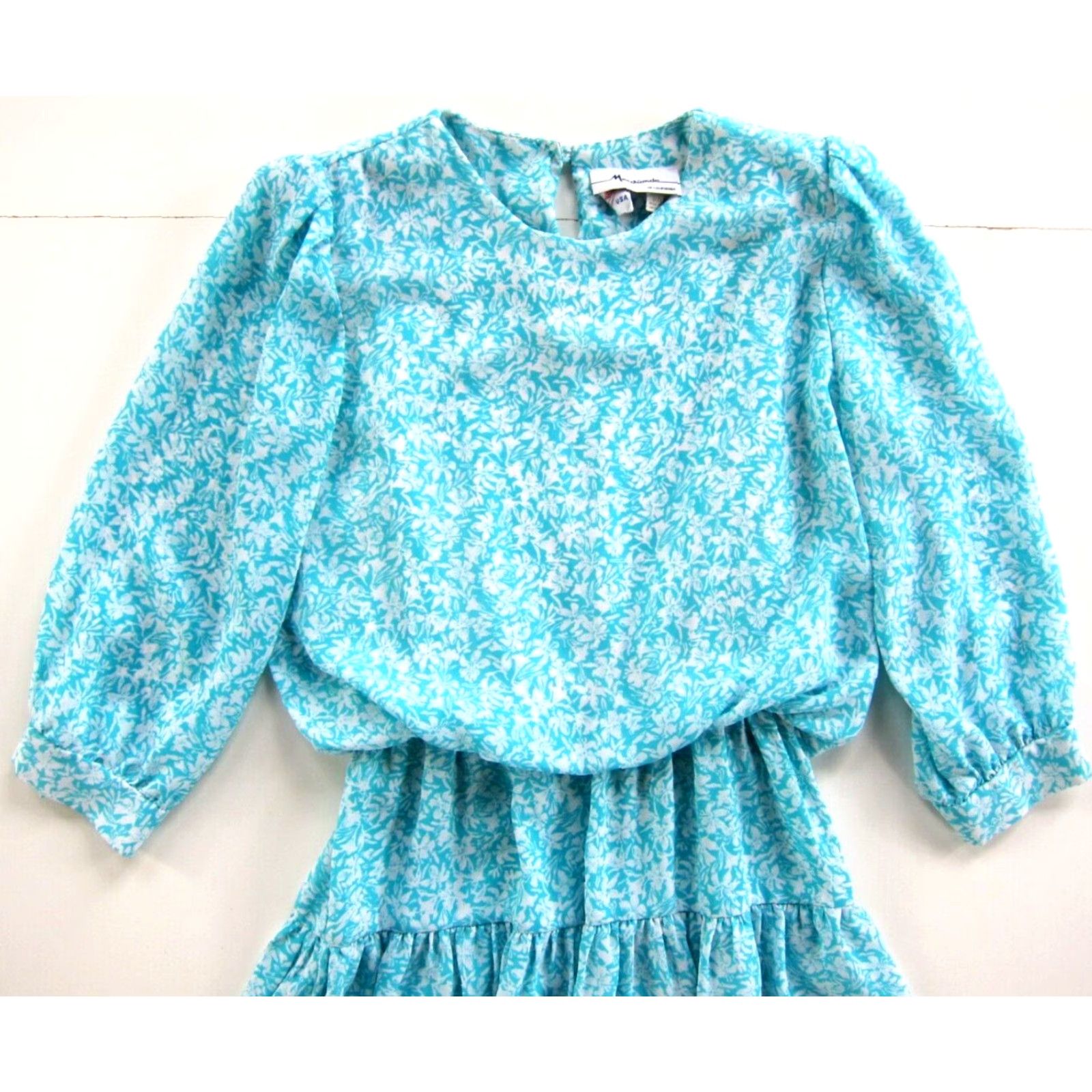 Vintage VTG Marchiondo Of California Blue White Floral 3/4 Sleeve Sheath Dress M-L Womens Size M / US 6-8 / IT 42-44 - 5 Thumbnail