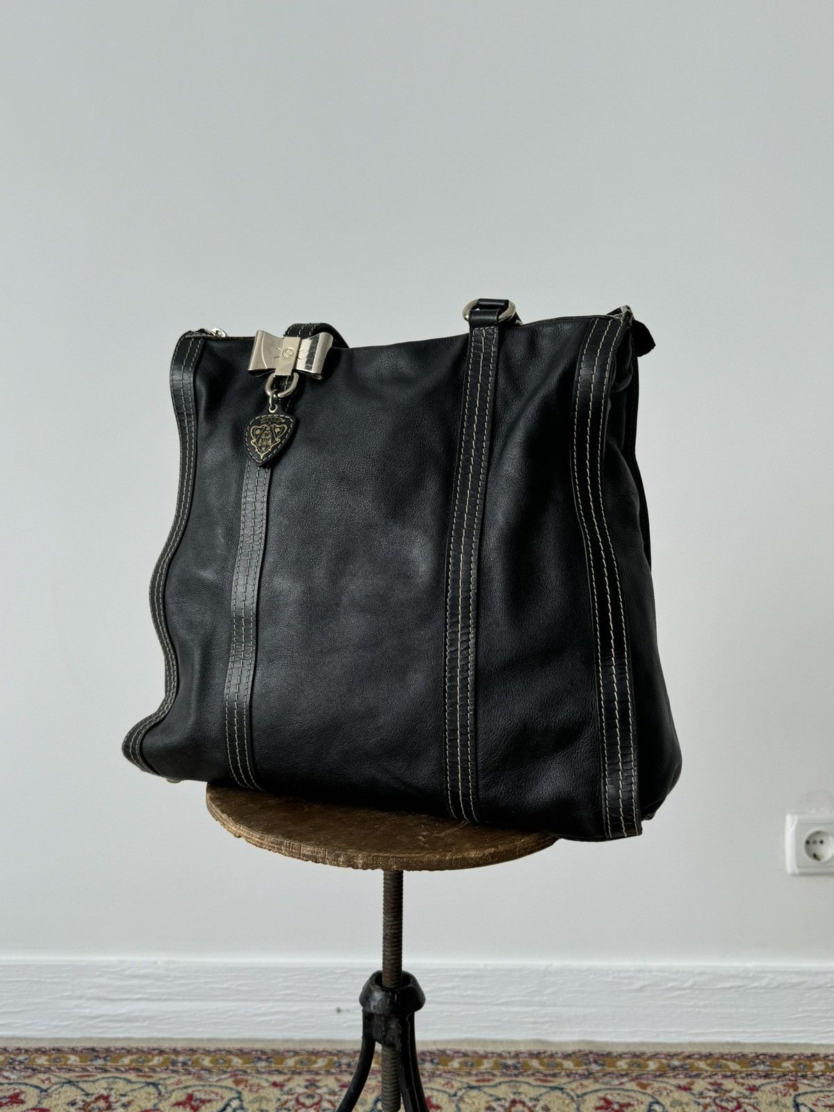 Gucci × Vintage Gucci Duchessa Black Leather Tote Handbag Size ONE SIZE - 5 Thumbnail