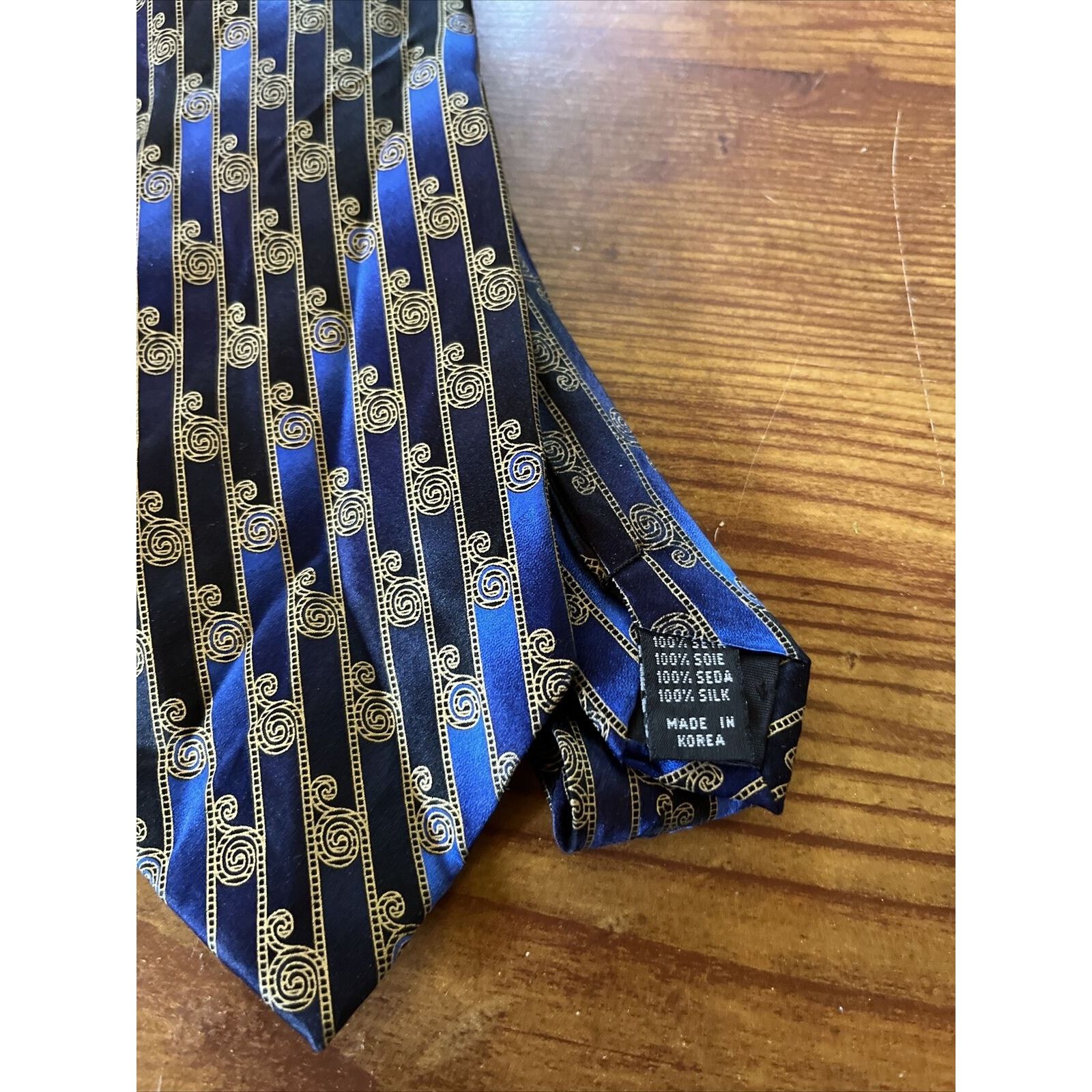 Other Mosaic Vintage Men’s Blue 100% Silk Striped Geometric Tie Size ONE SIZE - 6 Thumbnail