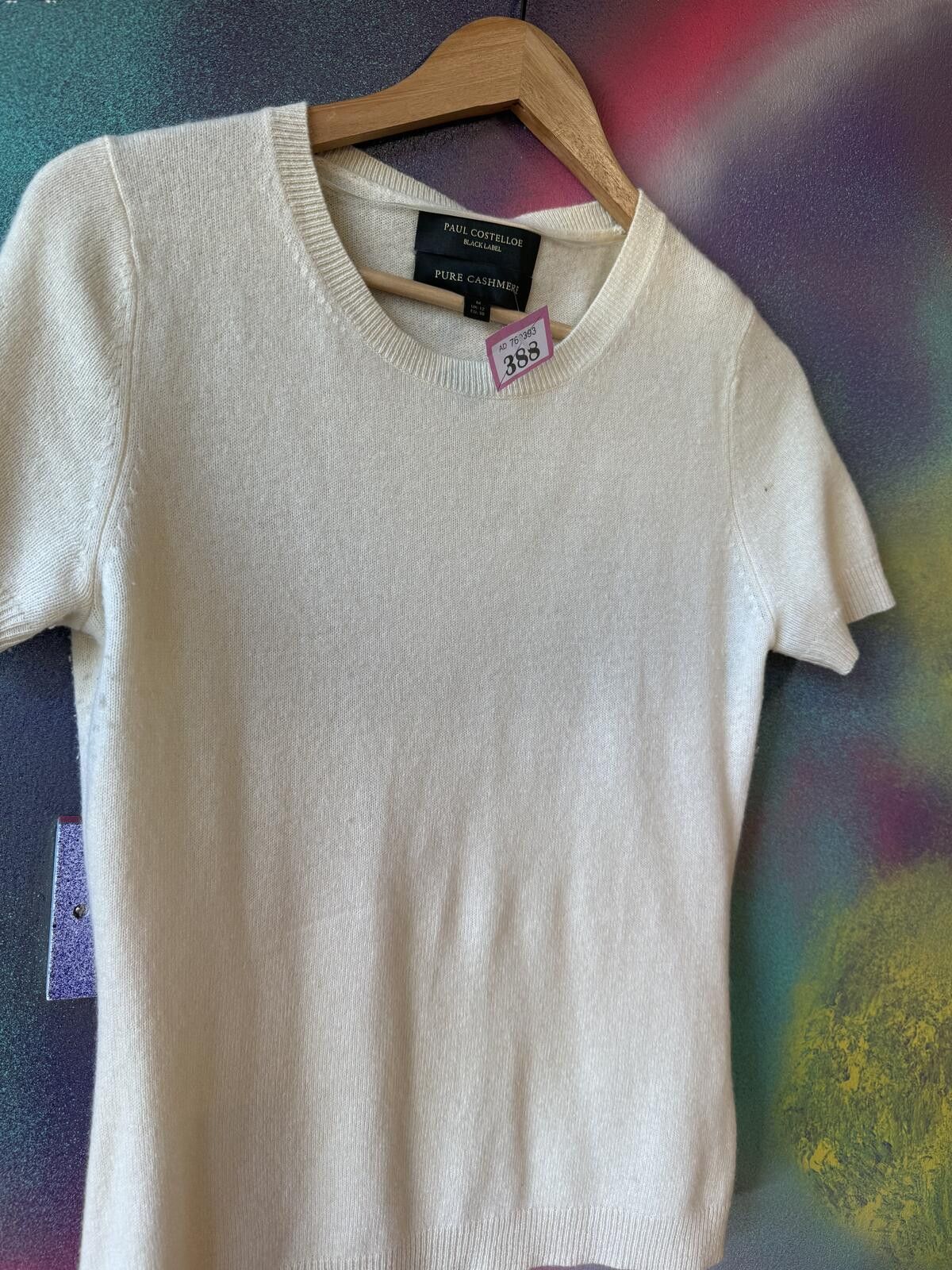 Other Paul Costello pure cashmere short sleeve knit top - cream Size US M / EU 48-50 / 2 - 3 Thumbnail