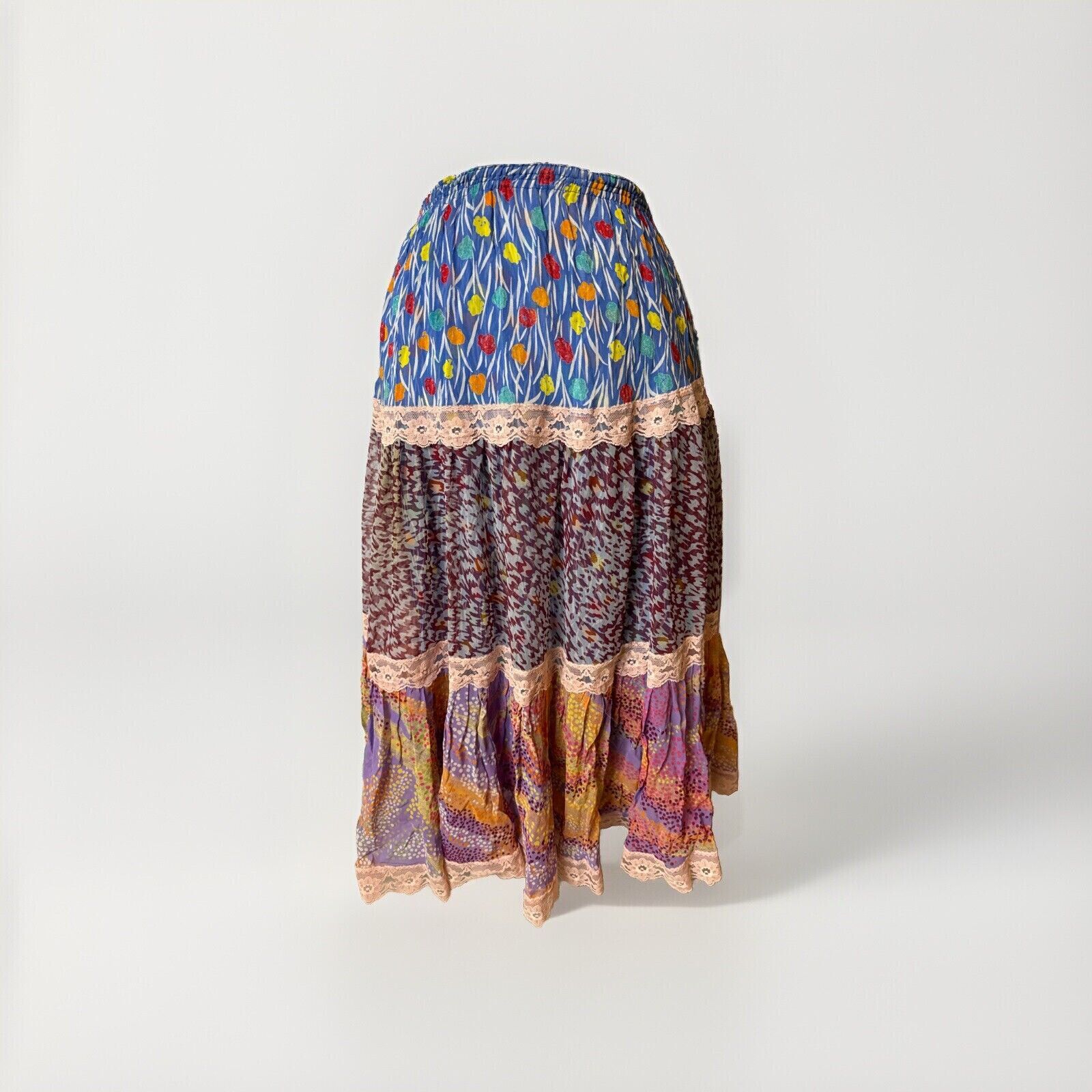 Other Koos Van Den Akker Skirt Vintage Tiered Patchwork, Rare Size 30" / US 8 / IT 44 - 1 Thumbnail