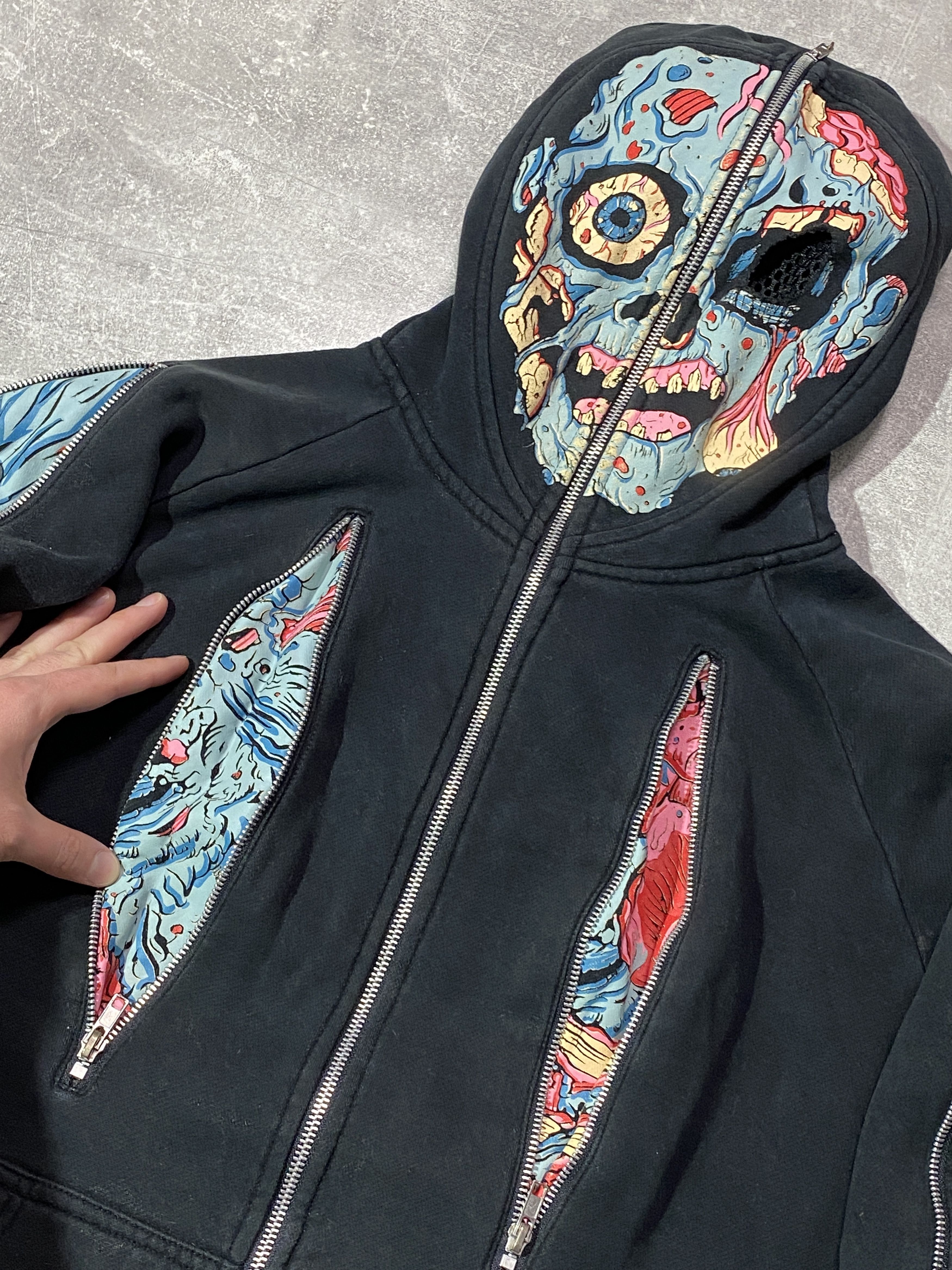 Japanese Brand Vintage Y2K Death Zombie Full Zip HOodie Size US M / EU 48-50 / 2 - 5 Thumbnail