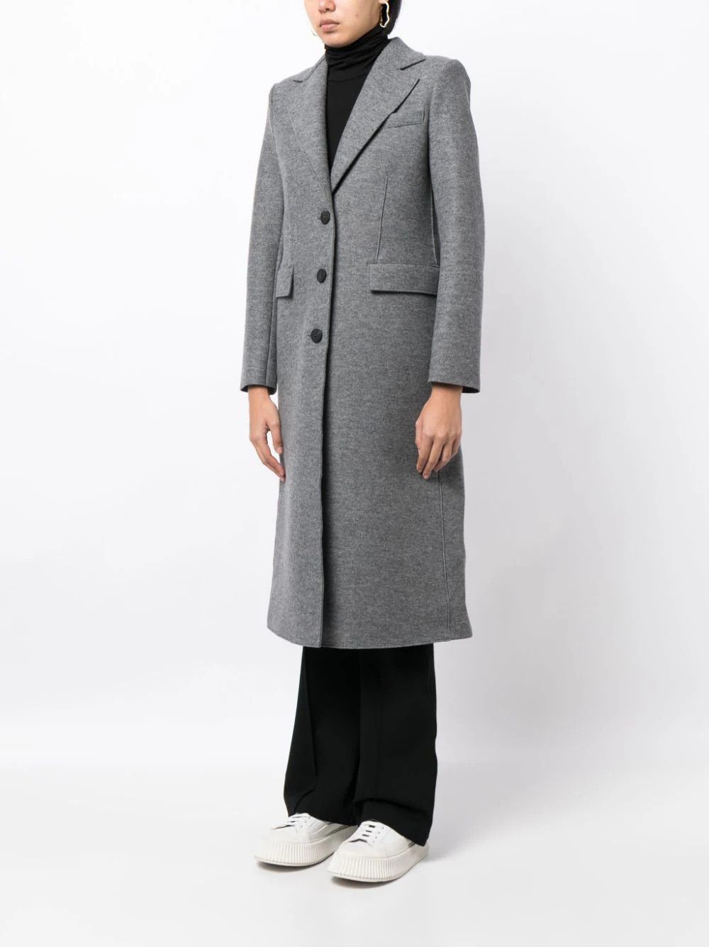 Harris Wharf London o1s22i1n1024 Single-Breasted Pressed Wool Coat in Grey Size M / US 6-8 / IT 42-44 - 3 Thumbnail