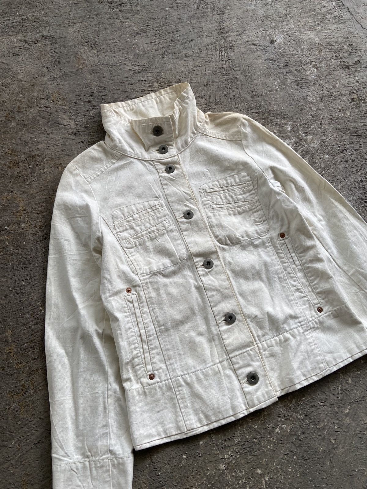 Blue Blue Japan 1990s Blue Blue Japan - Mud Wash Broken White Trucker Jacket Size M / US 6-8 / IT 42-44 - 2 Thumbnail