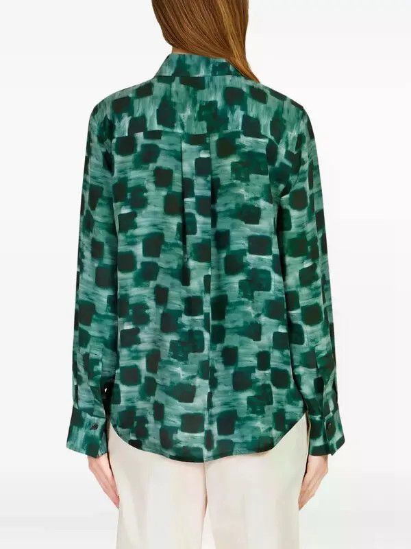 Salvatore Ferragamo o1s1rm0426 Abstract-print Button-up Shirt in Green Size L / US 10 / IT 46 - 4 Thumbnail