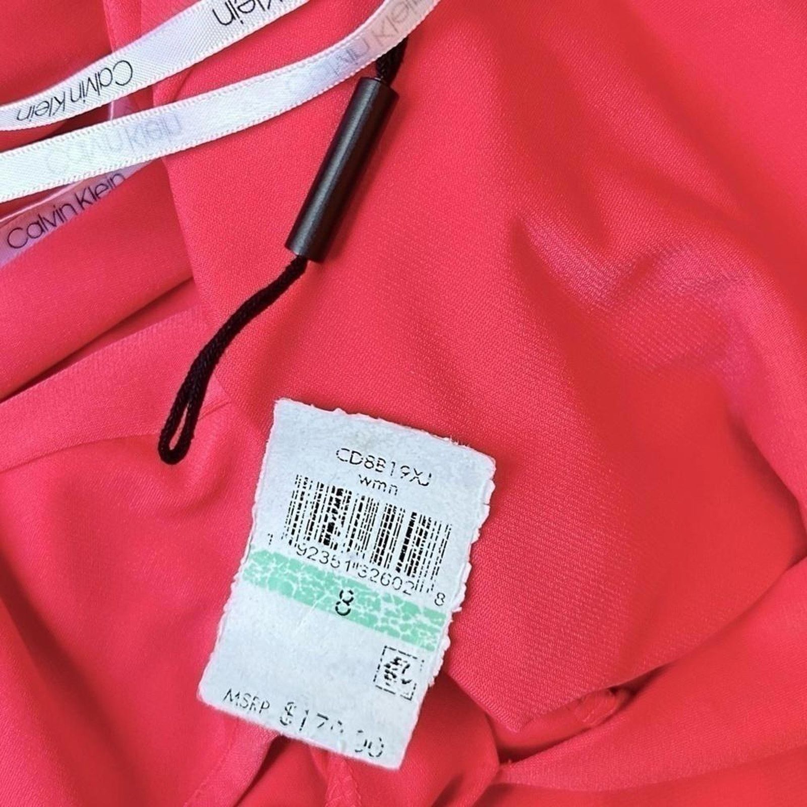 Designer Calvin Klein NWT Elegant Coral Evening Gown Size M / US 6-8 / IT 42-44 - 7 Thumbnail