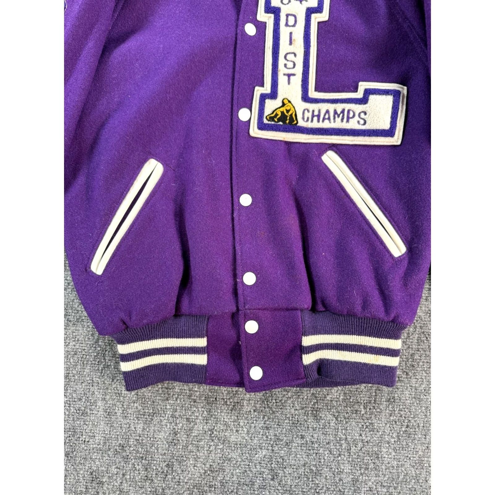 Holloway Vintage Holloway Varsity Jacket Mens 38 Purple LHS Wrestling Letterman 80s Logo Size US XXS / EU 40 - 4 Thumbnail