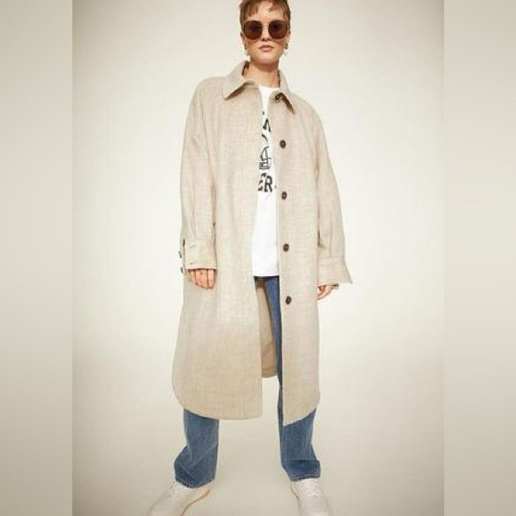 H&M H&M Beige Oversized Wool Blend Coat Size XS Size XS / US 0-2 / IT 36-38 - 4 Thumbnail