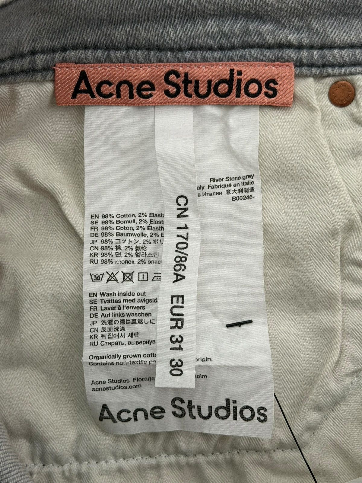 Acne Studios Acne Studios River Jeans Stone Grey Slim Fit Size US 31 - 5 Thumbnail