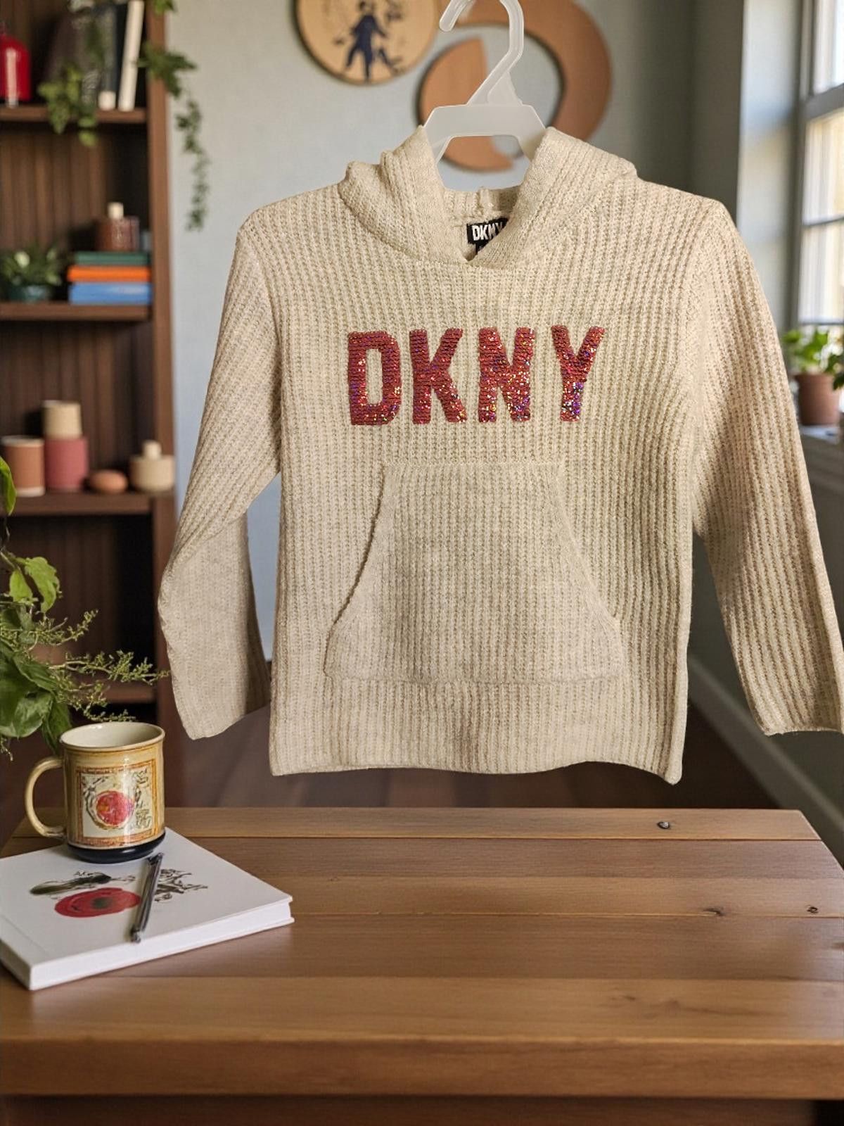 DKNY DKNY Kids' Flip Sequins Hoodie Light Grey Heather Size 5 Size US XXS / EU 40 - 3 Thumbnail
