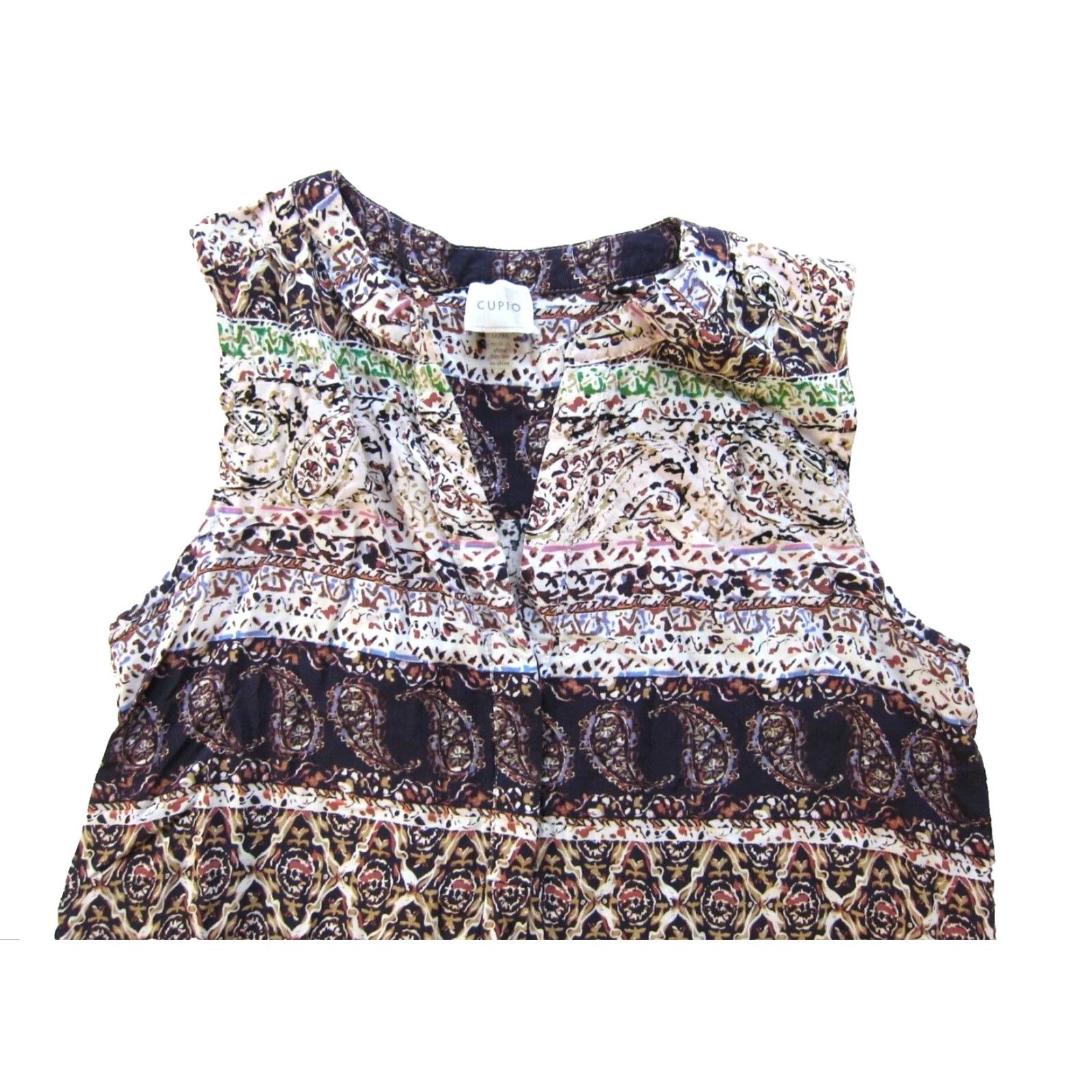 Pinko CUPIO Floral Sleeveless Midi Tank Dress Brown Green Pink 100% Rayon - M Womens Size M / US 6-8 / IT 42-44 - 4 Thumbnail