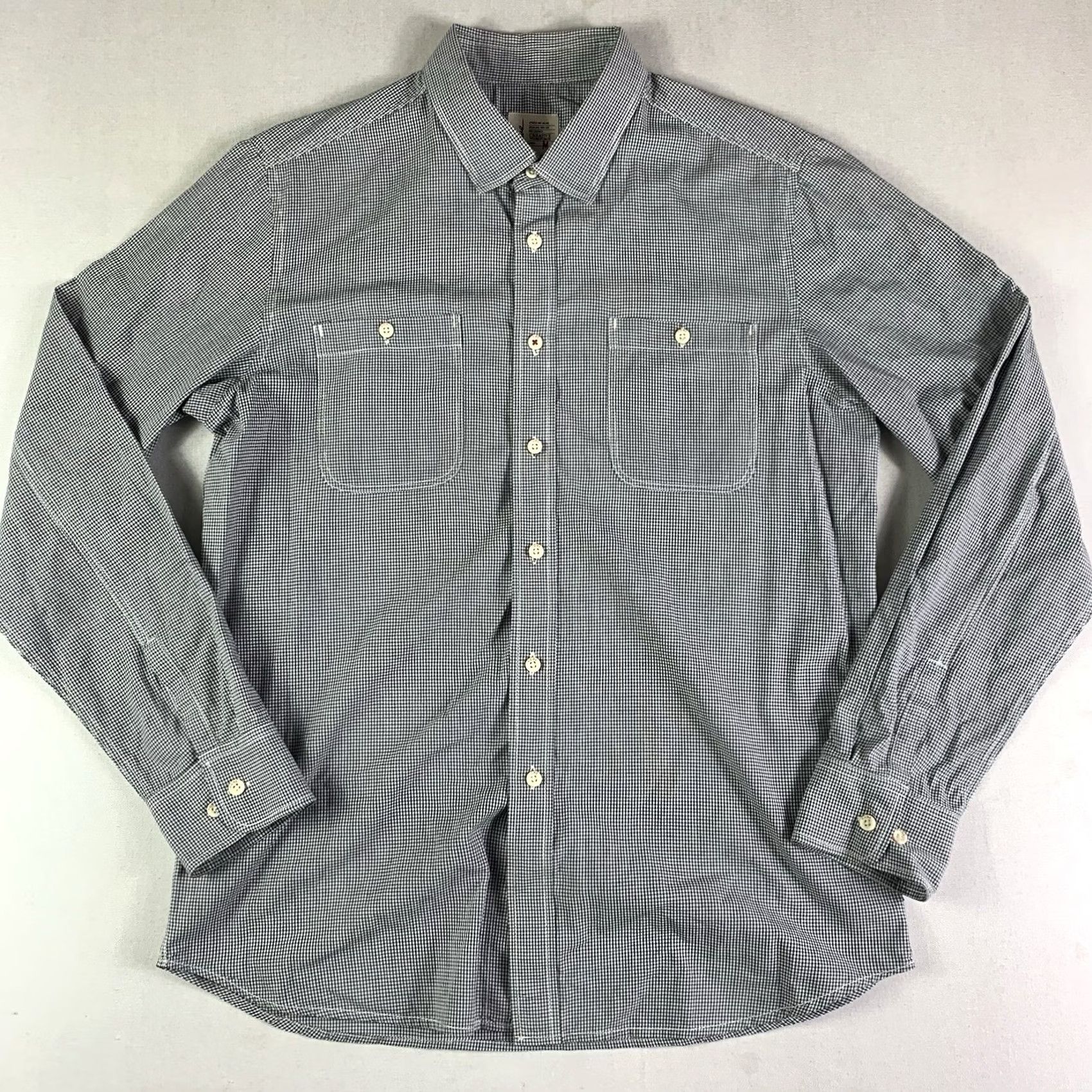 Vintage Howie Shirt Mens Medium Check Gray Button-Up Dress Long Sleeve Mens Size 40R - 3 Thumbnail