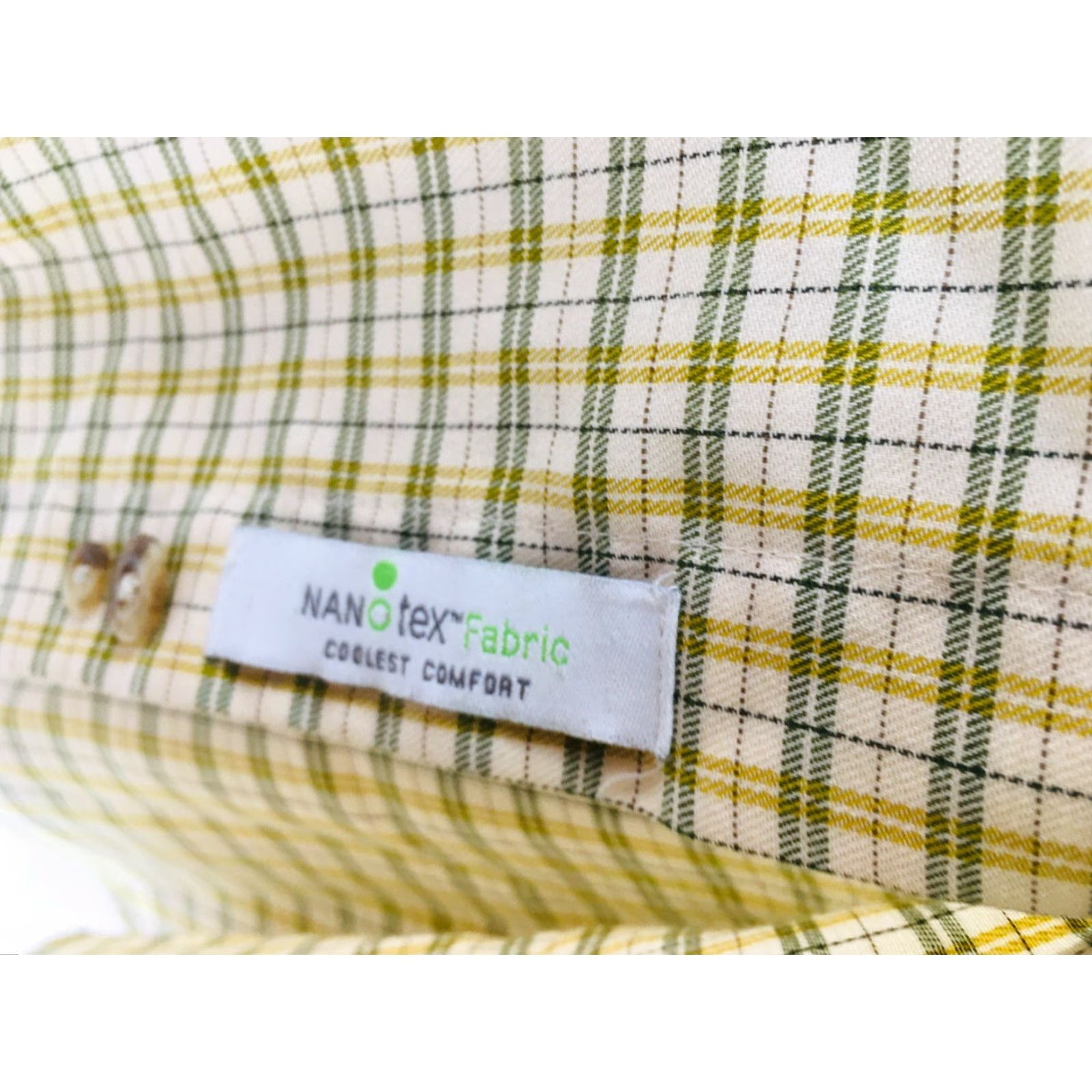 Vintage Three Forks Shirt Men Button-Down Long Sleeve Plaid Nanotex Fabric Yellow Small Size US S / EU 44-46 / 1 - 6 Thumbnail