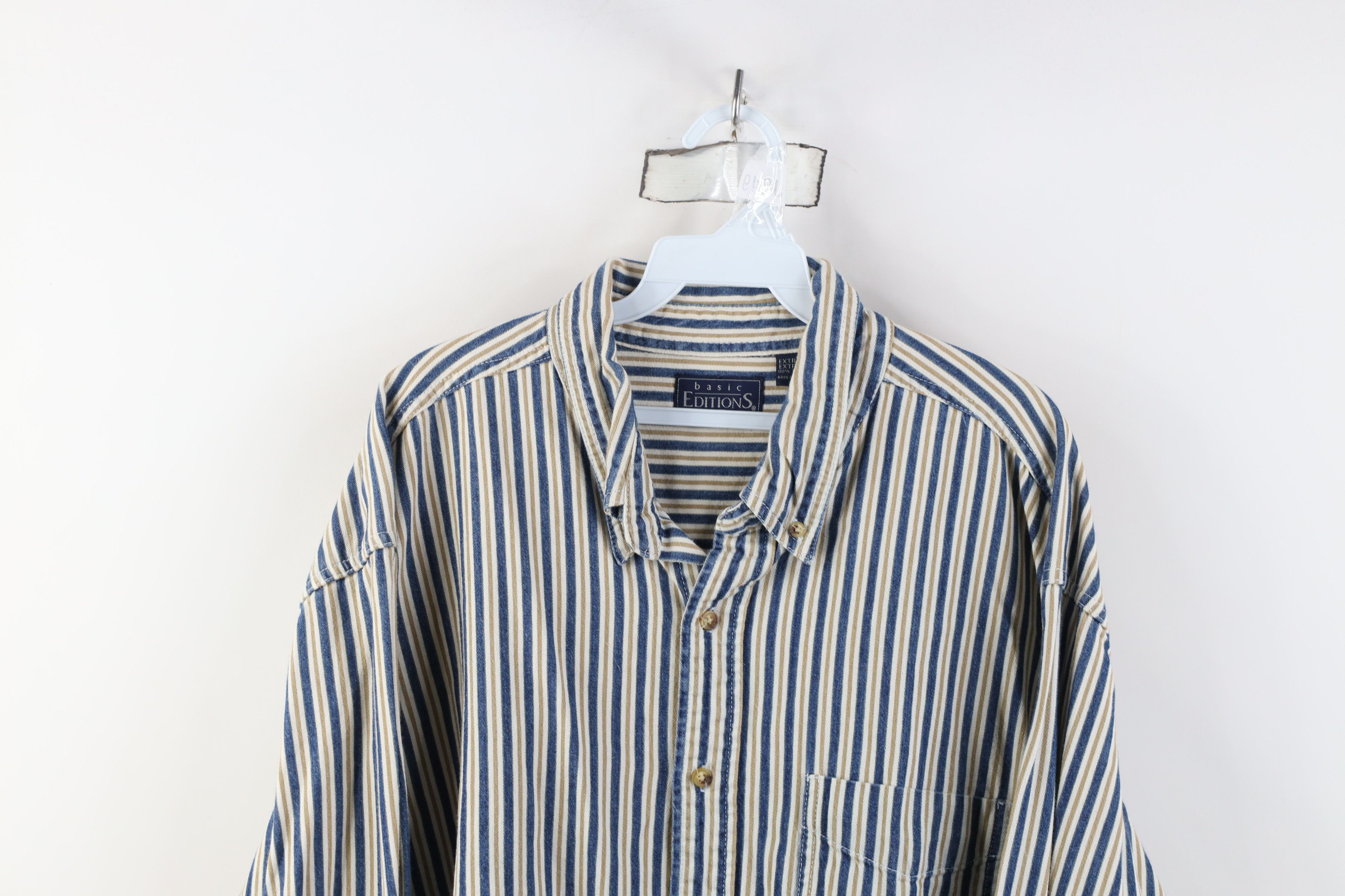 Vintage Vintage 90s Streetwear Denim Collared Button Down Shirt Size US XL / EU 56 / 4 - 2 Thumbnail
