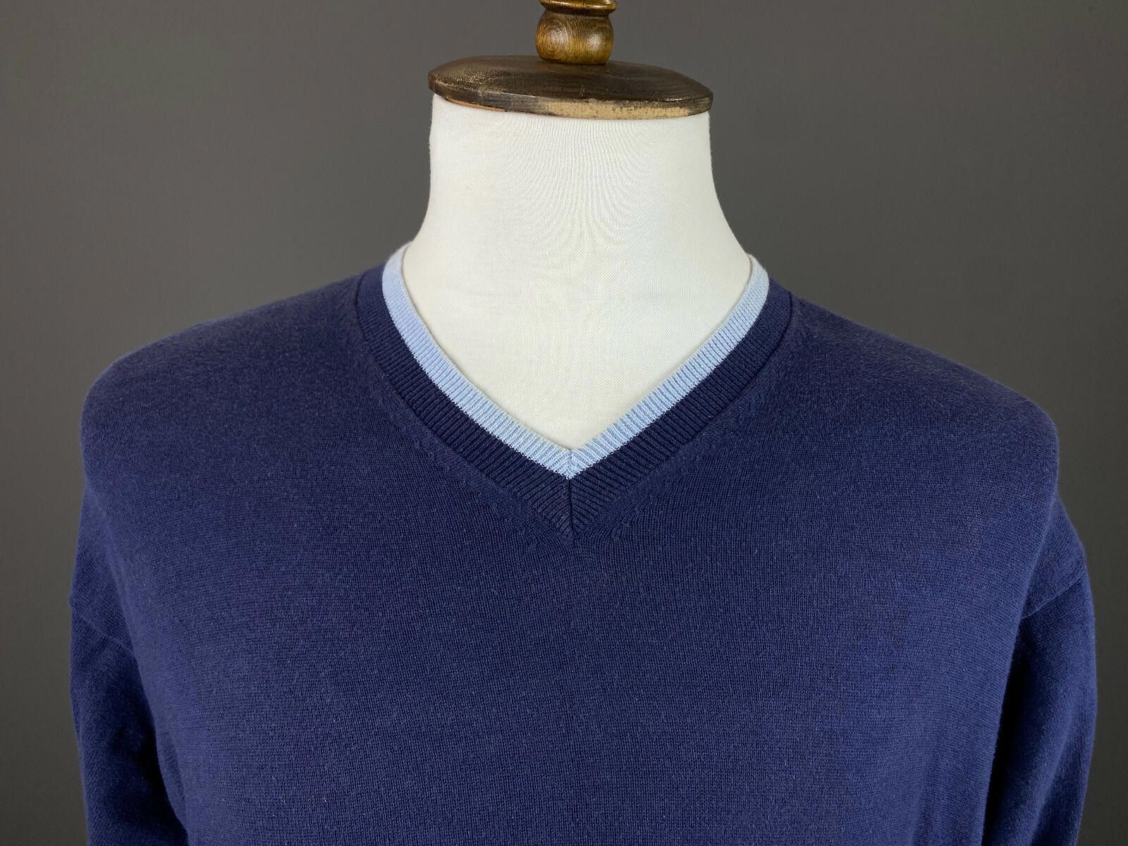 Designer Men Hackett London Blue Cotton Long Sleeve Sweater Size M Size US M / EU 48-50 / 2 - 2 Thumbnail