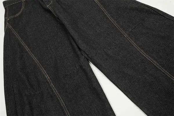VIBE Men's loose scimitar jeans with letter embroidery pockets Size US 32 / EU 48 - 4 Thumbnail