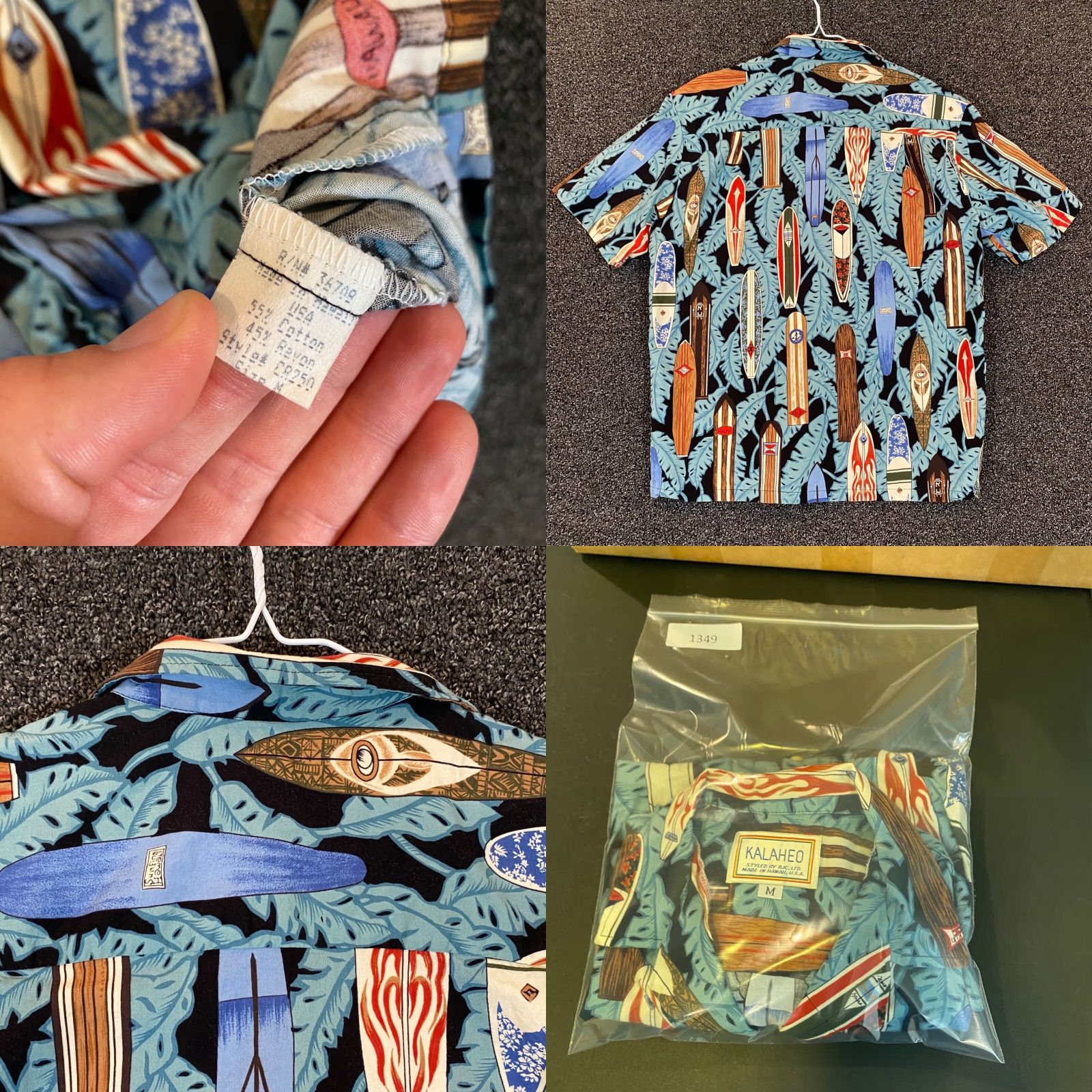 Vintage Kalaheo Hawaiian Shirt Men Medium Blue Floral Surfboards Short Sleeve Button-Up Casual Summer Spring Fall Winter Size US M / EU 48-50 / 2 - 8 Thumbnail