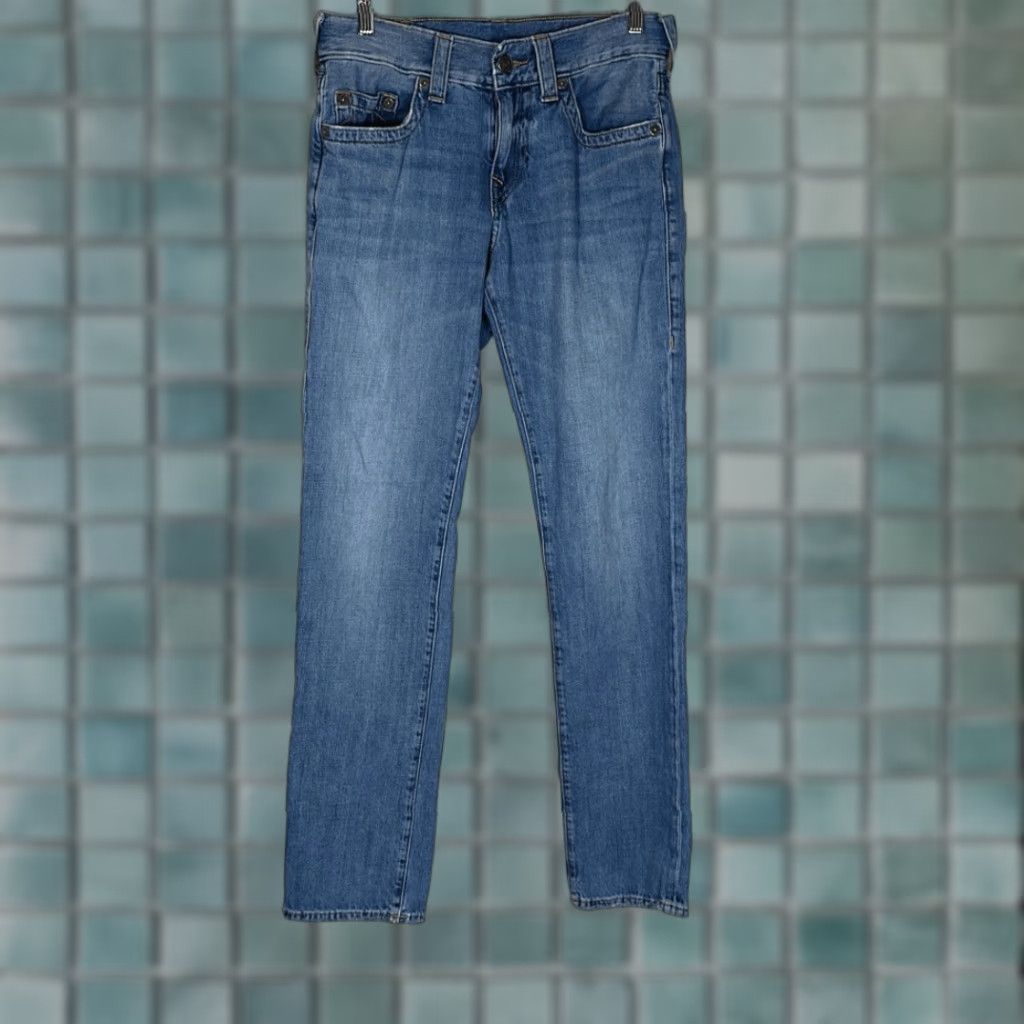True Religion True Religion Jeans Mens Geno Relaxed Slim size 29 Light Wash Distressed Hem Size US 29 - 1 Thumbnail
