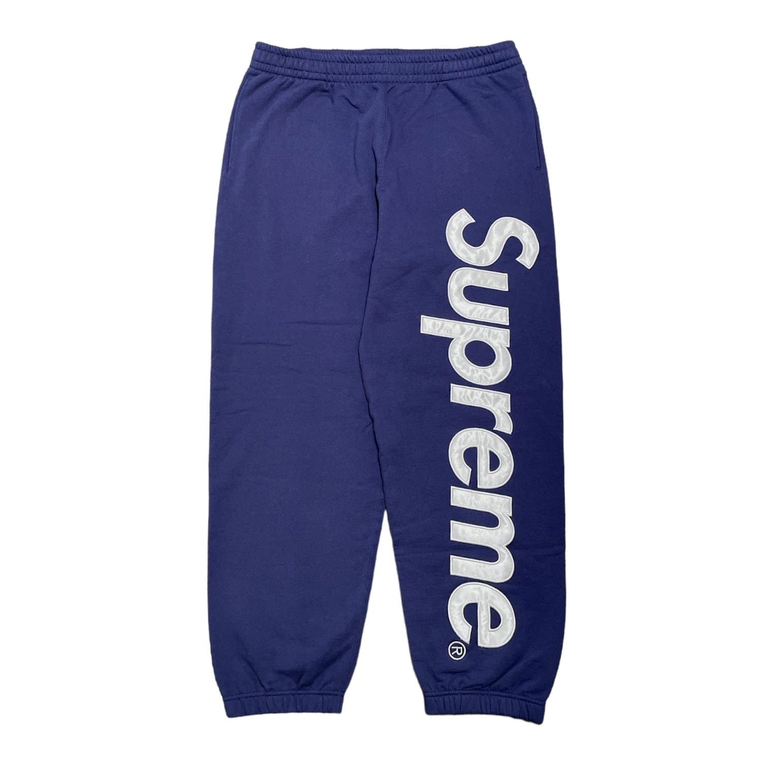 Supreme Satin Appliqué Sweatpants (FW23) Washed Navy | Grailed