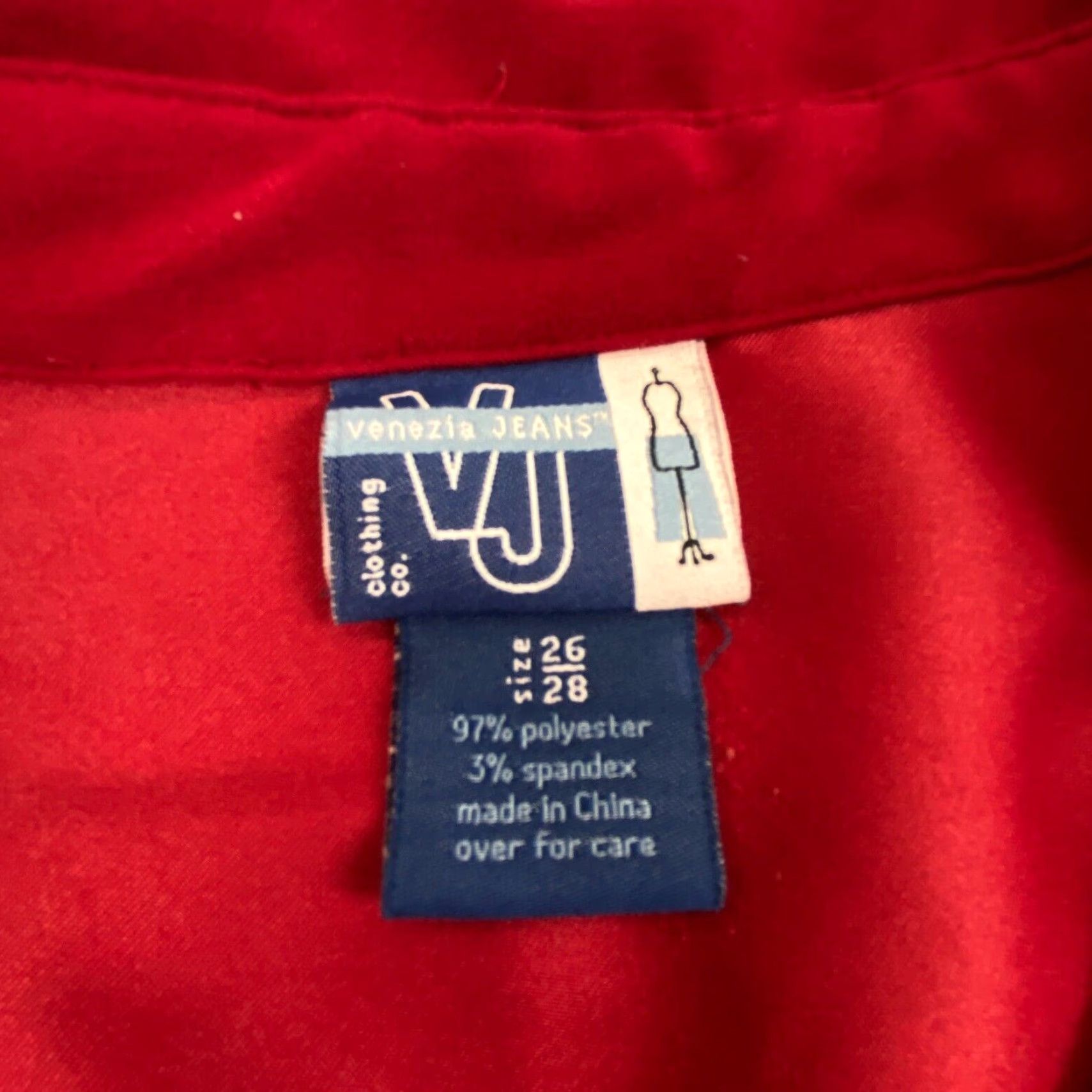 Velvet Venezia Jeans Womens Red Velour Button Up Shirt 26 Plus Long Sleeve Loose Fit Polyester Size 4XL / US 24-26 - 3 Thumbnail