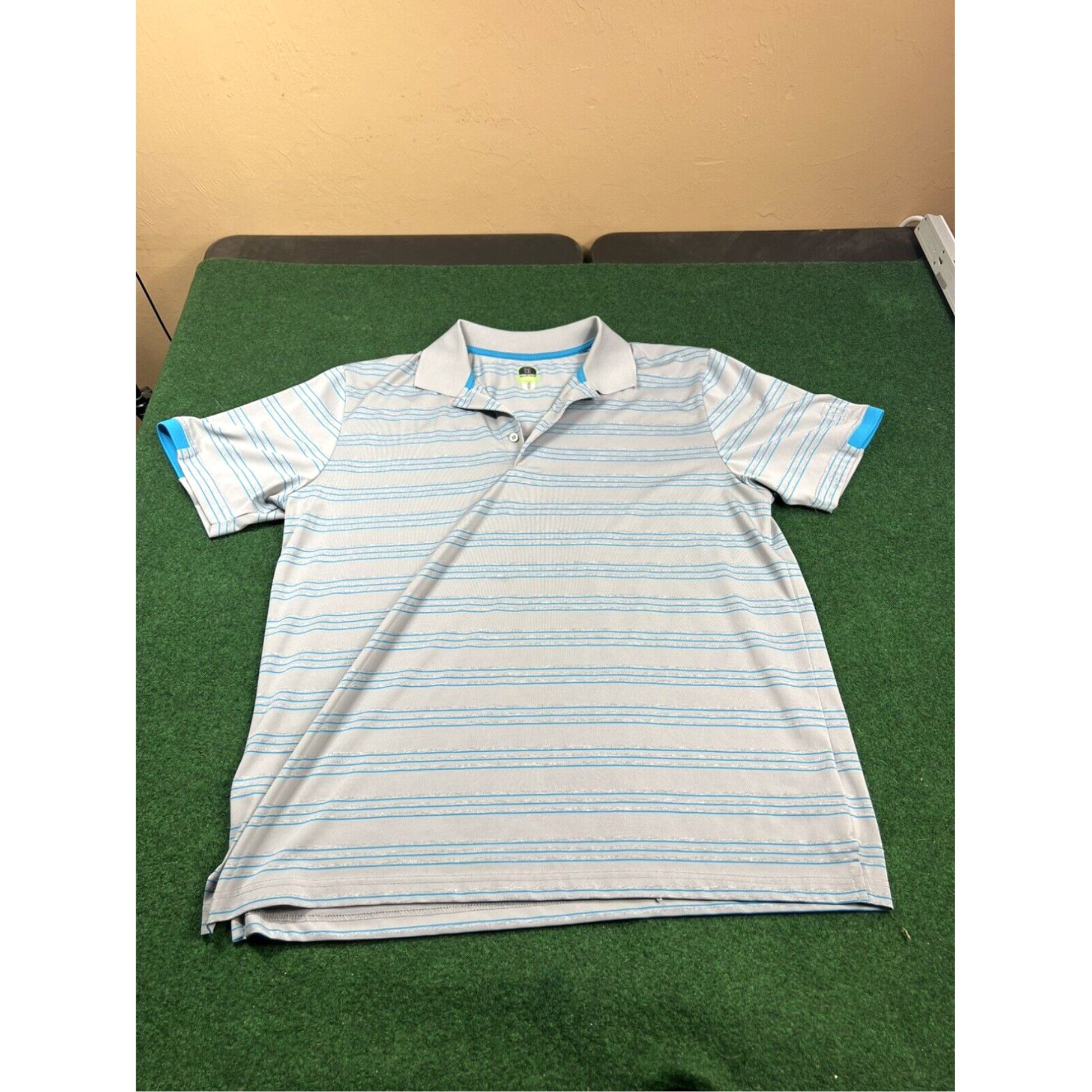 PGA Tour PGA Tour Mens Polo Shirt Pro Series Athletic Fit Gray Blue Golf Polyester 2XL Size US XXL / EU 58 / 5 - 1 Thumbnail