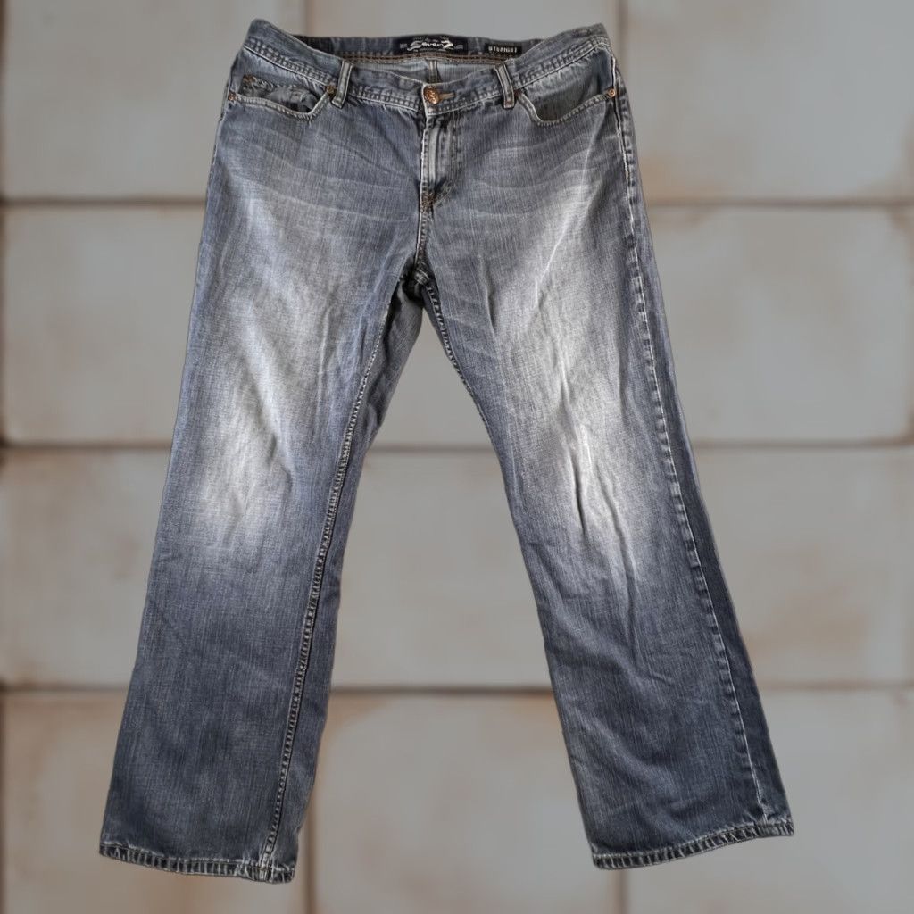 Vintage Seven7 Straight Jeans Mens 38X32 Blue Faded Embroidered Logo Y2K Vintage? No Size US 38 / EU 54 - 1 Thumbnail