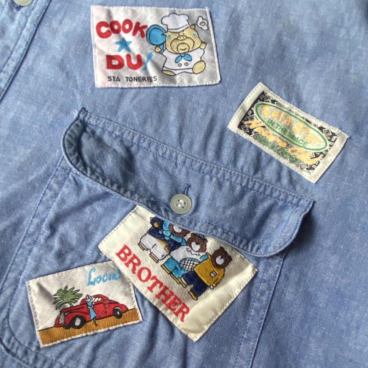 Japanese Brand × Vintage ENGLISH HERALDRY Vintage Patched Chambray Shirt. Size US M / EU 48-50 / 2 - 7 Thumbnail