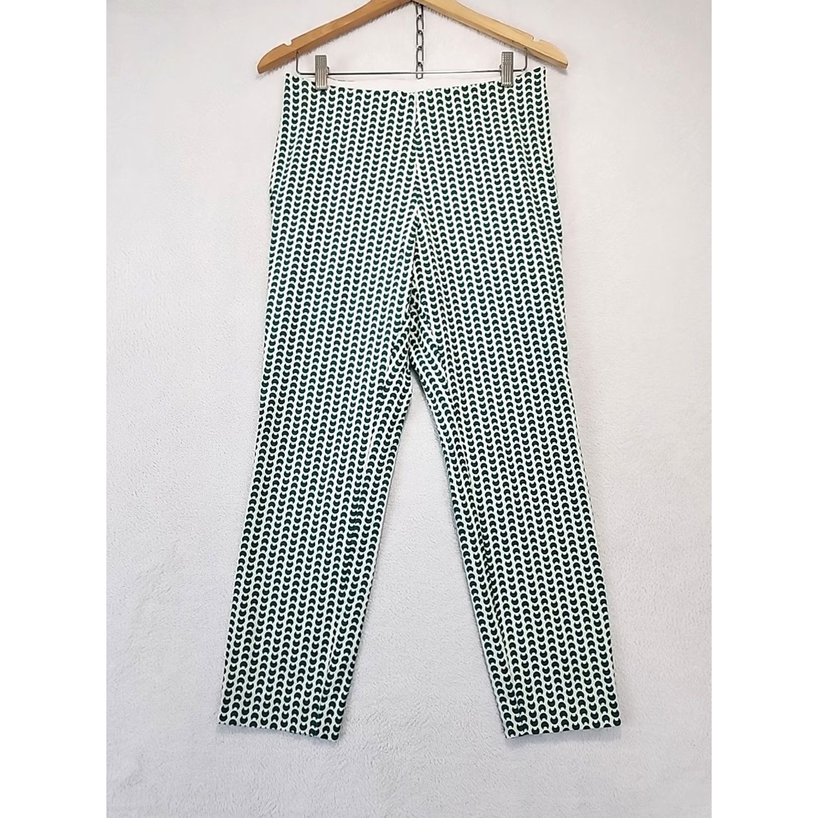 Vintage A New Day Women Pants Green White Geometric Skinny Ankle High Rise Flat Front Slimming Size 8 Casual Size 30" / US 8 / IT 44 - 4 Thumbnail