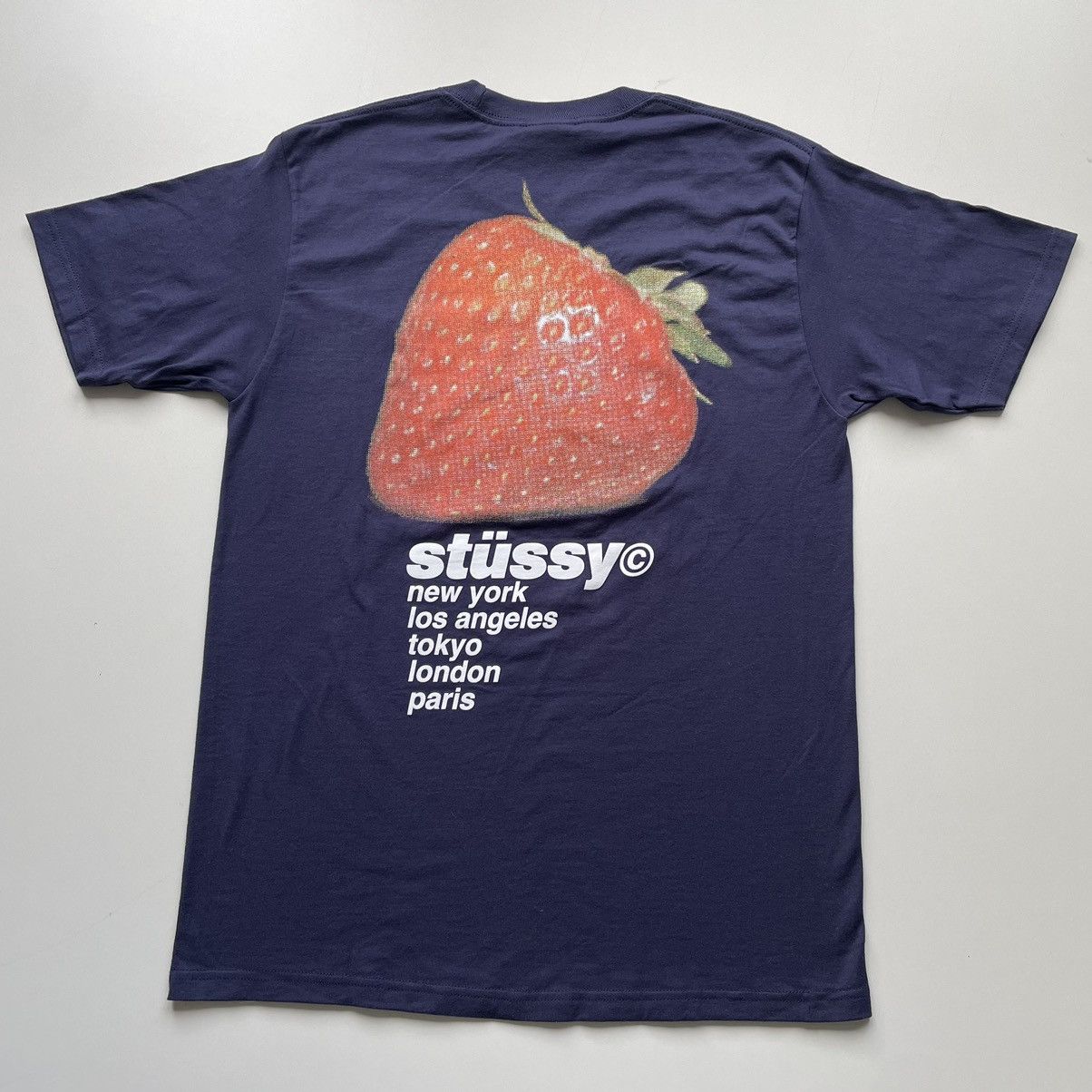 Stussy Stussy Strawberry Graphic t shirt Medium Navy Rare NWT