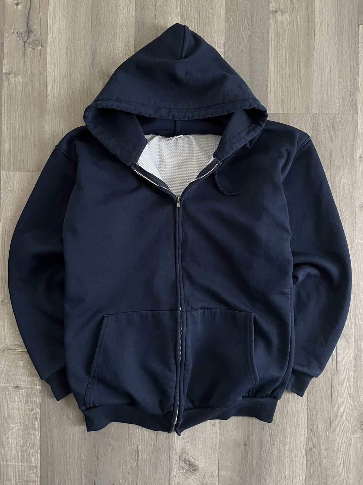 Vintage 80s Pluma Waffle Lined Zip Hoodie Size US L / EU 52-54 / 3 - 1 Thumbnail