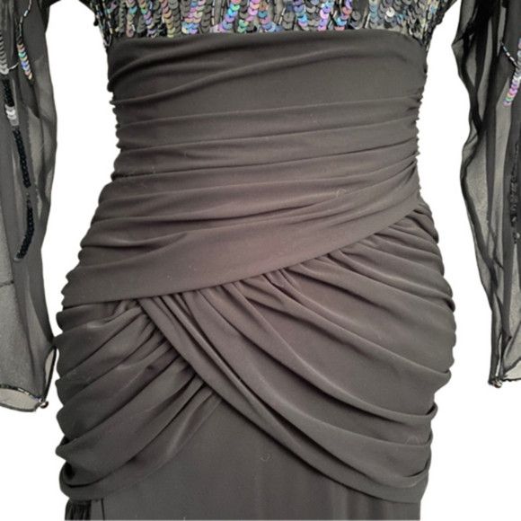 Casadei Vintage 80s Casadei Sequin Sheer Formal Midi Dress 🇺🇸 Size XS / US 0-2 / IT 36-38 - 5 Thumbnail
