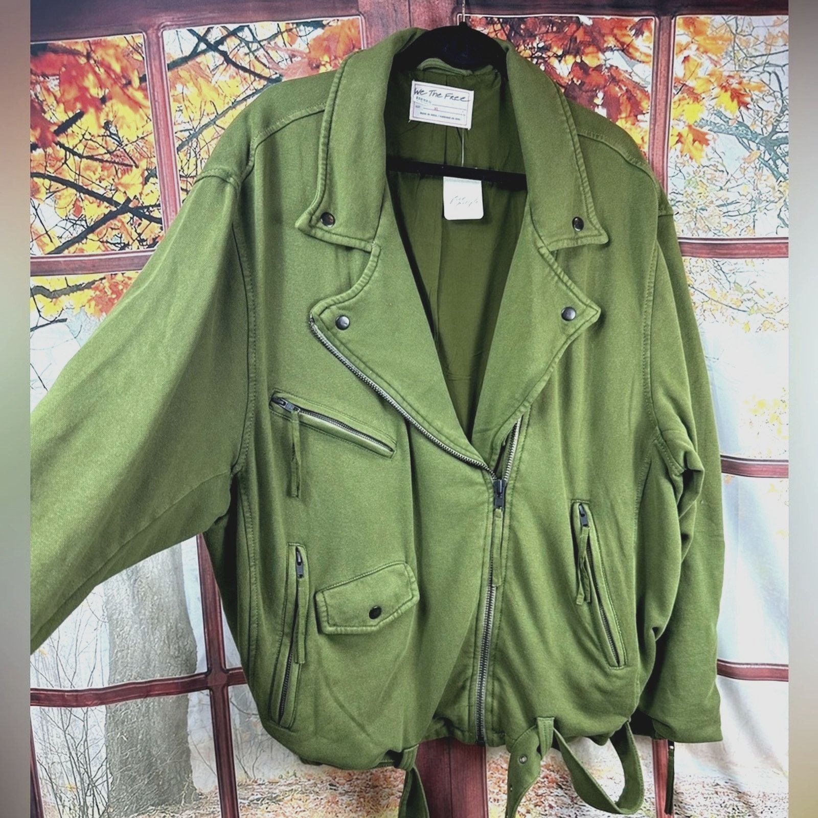 Free People Free People Rebel Knit Oversized Moto Jacket Green - size XL Size XL / US 12-14 / IT 48-50 - 8 Thumbnail