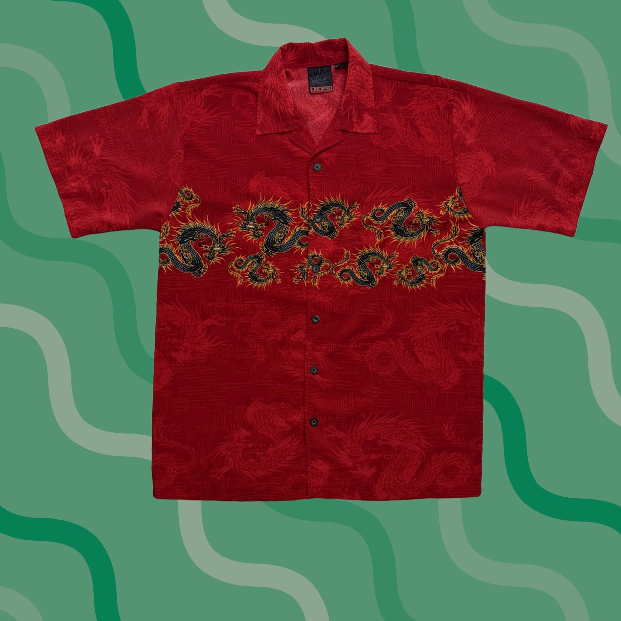 Vintage VINTAGE G-TWO Shirt Mens Large Red Dragon Flame Button Up Korea AOP Surf Size US L / EU 52-54 / 3 - 1 Thumbnail