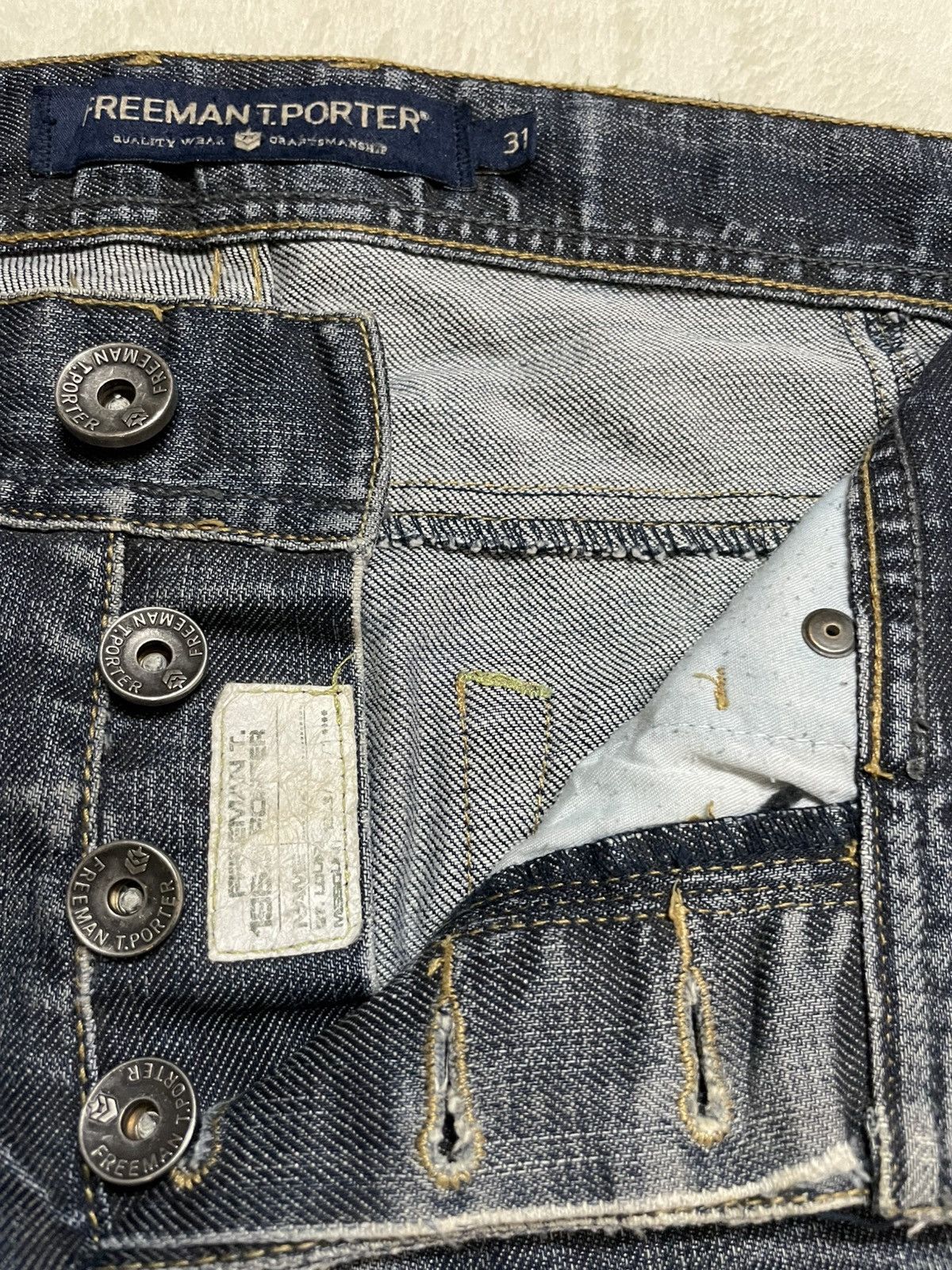Freeman T. Porter Vintage Freeman T.Porter Faded Distressed Dark Jeans Size US 34 / EU 50 - 6 Thumbnail