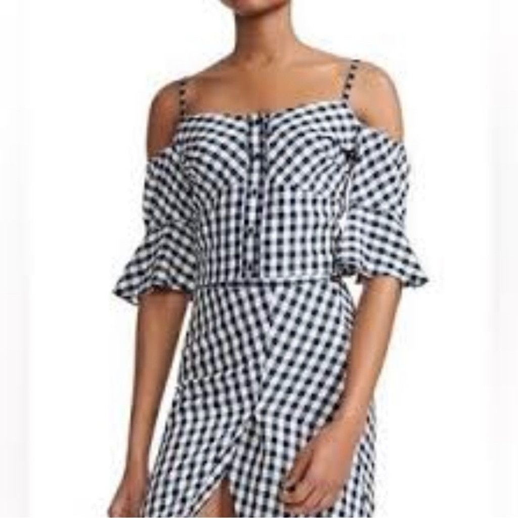 Maje MAJE Lapri Gingham Cropped Off Shoulder Checkered Top 1 / S Size XS / US 0-2 / IT 36-38 - 1 Thumbnail